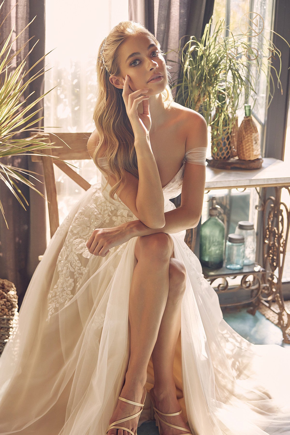 Off Shoulder A-Line Gown By Nox Anabel -JE953