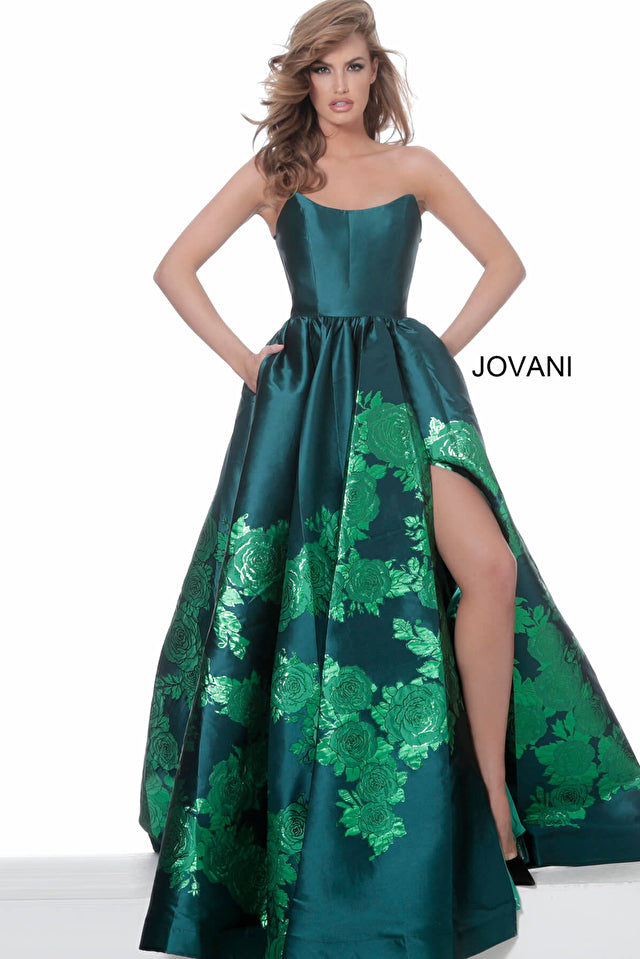 Strapless Floral Prom Gown By Jovani -02038