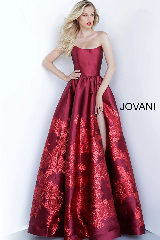 Strapless Floral Prom Gown By Jovani -02038