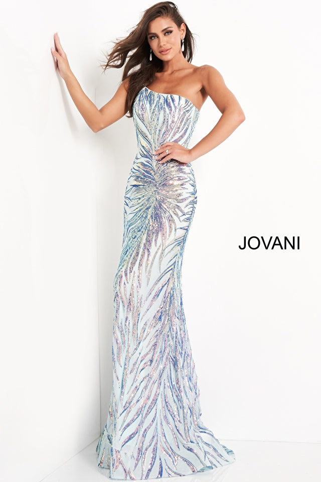 One Shoulder Sequin Sheath Prom Gown By Jovani -05664