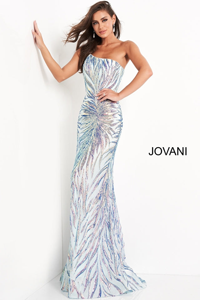 One Shoulder Sequin Sheath Prom Gown By Jovani -05664