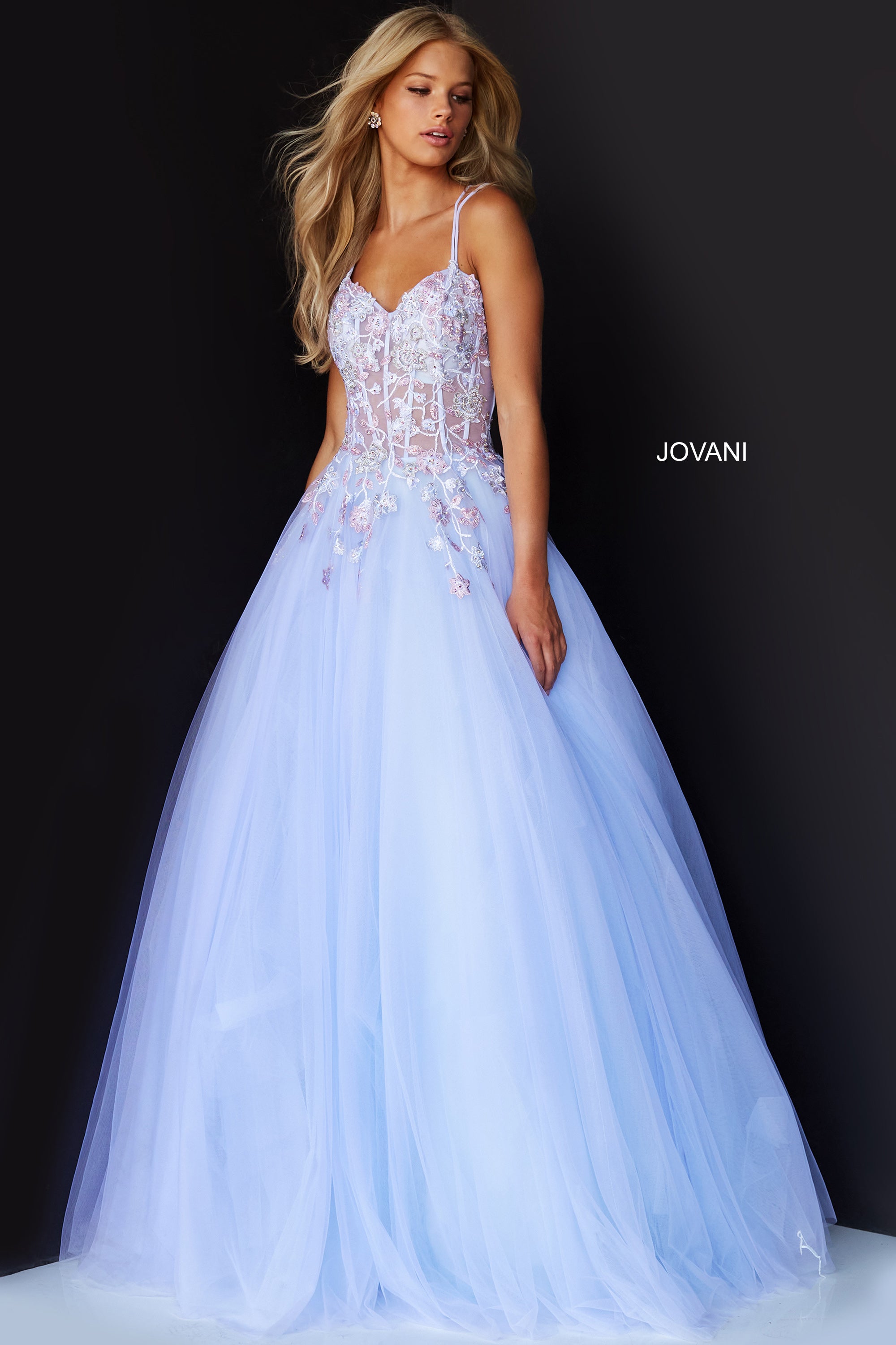 Floral Bodice Gorgeous Prom Ballgown By Jovani -06207