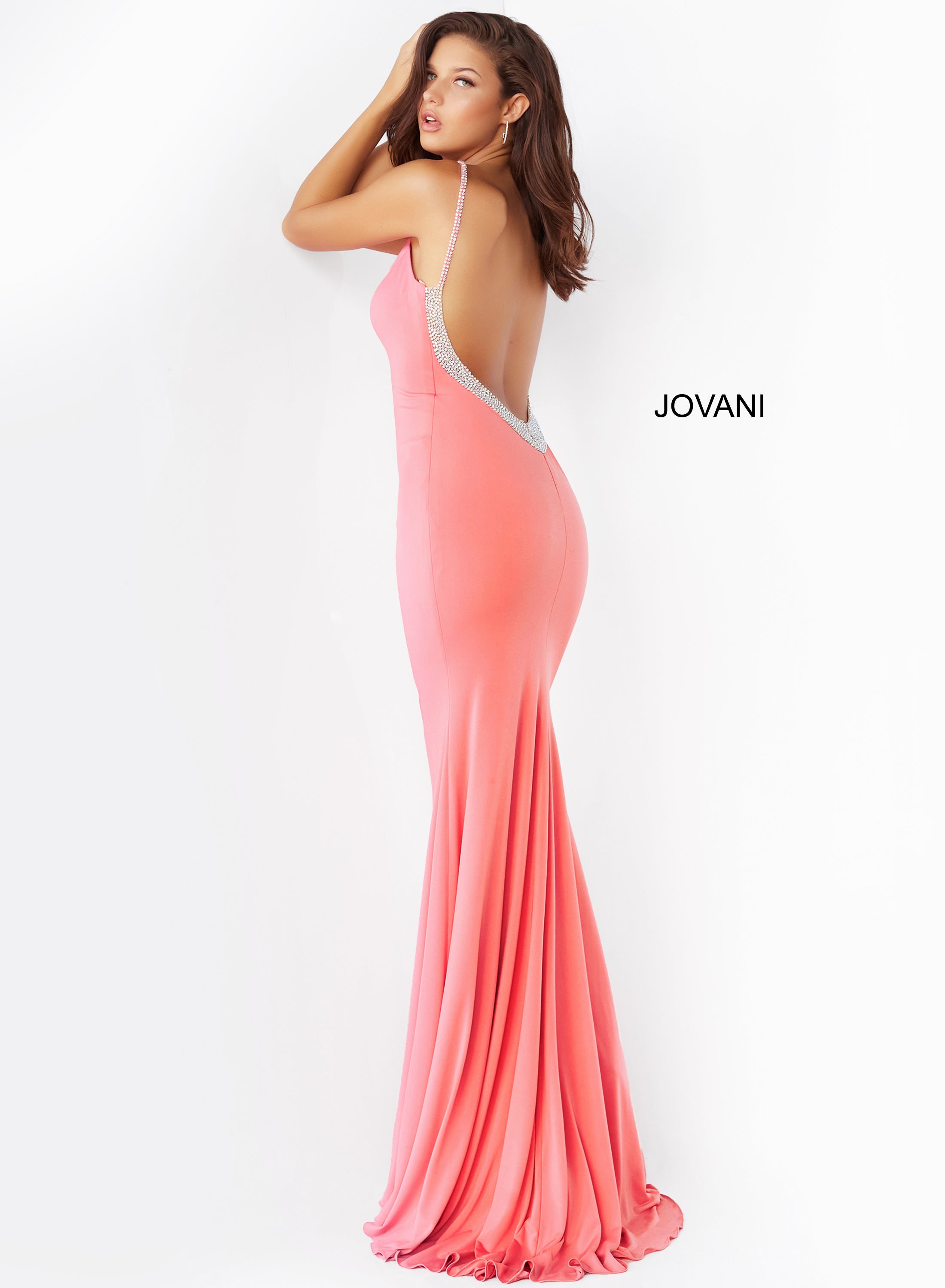 Fitted Open Embellished Back Prom Dress By Jovani -07297