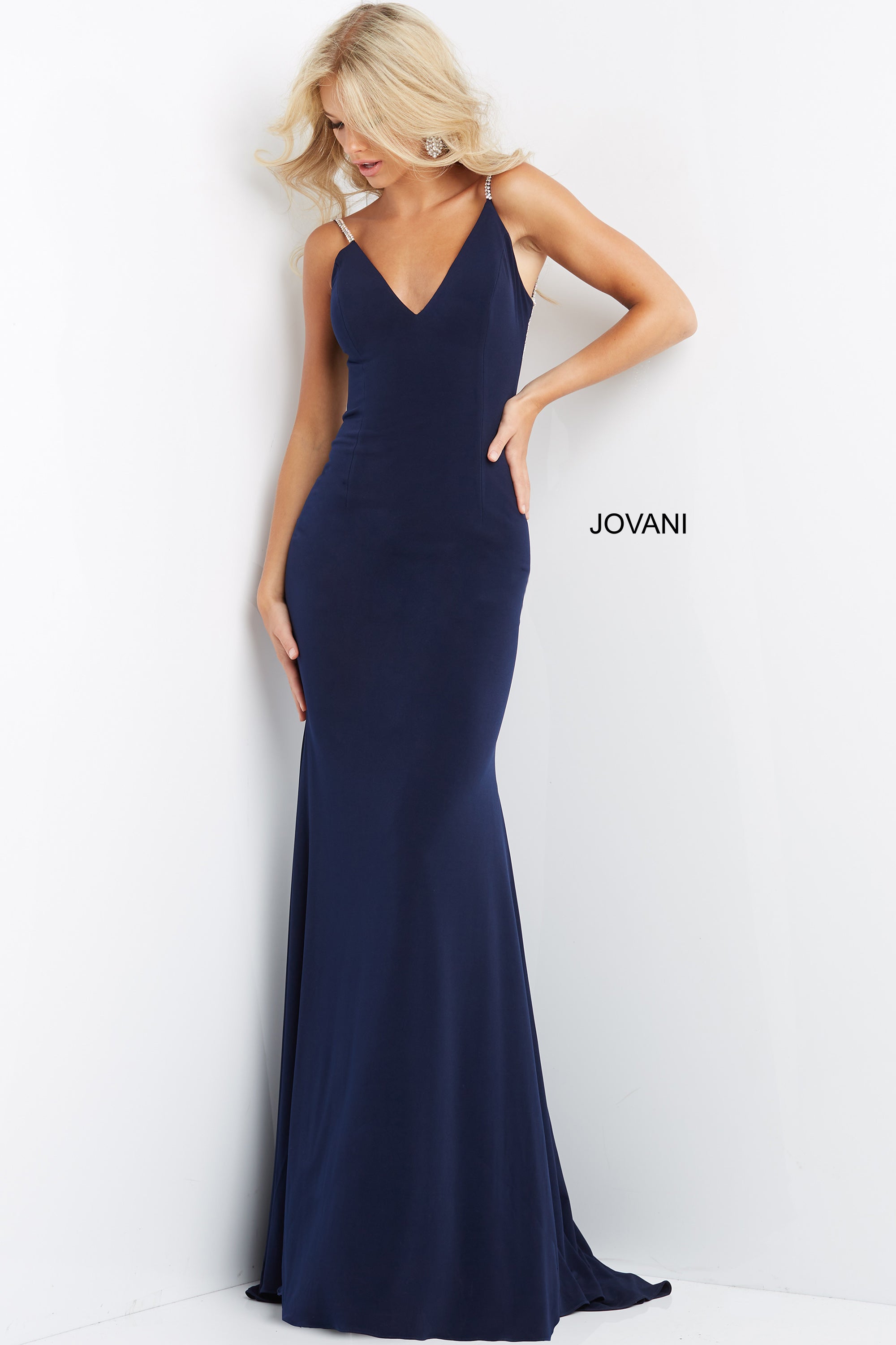 Fitted Open Embellished Back Prom Dress By Jovani -07297