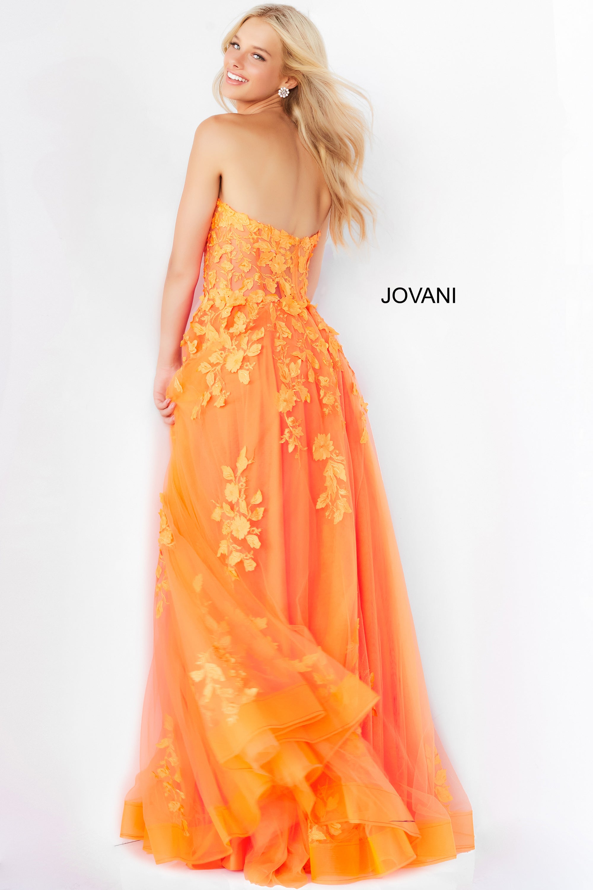 Lace Appliques Strapless Prom Gown By Jovani -07901