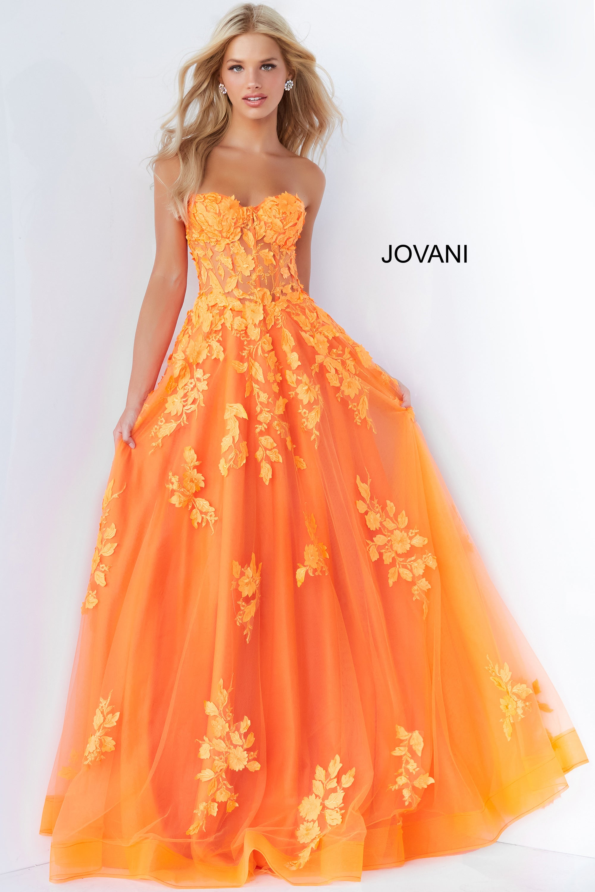 Lace Appliques Strapless Prom Gown By Jovani -07901