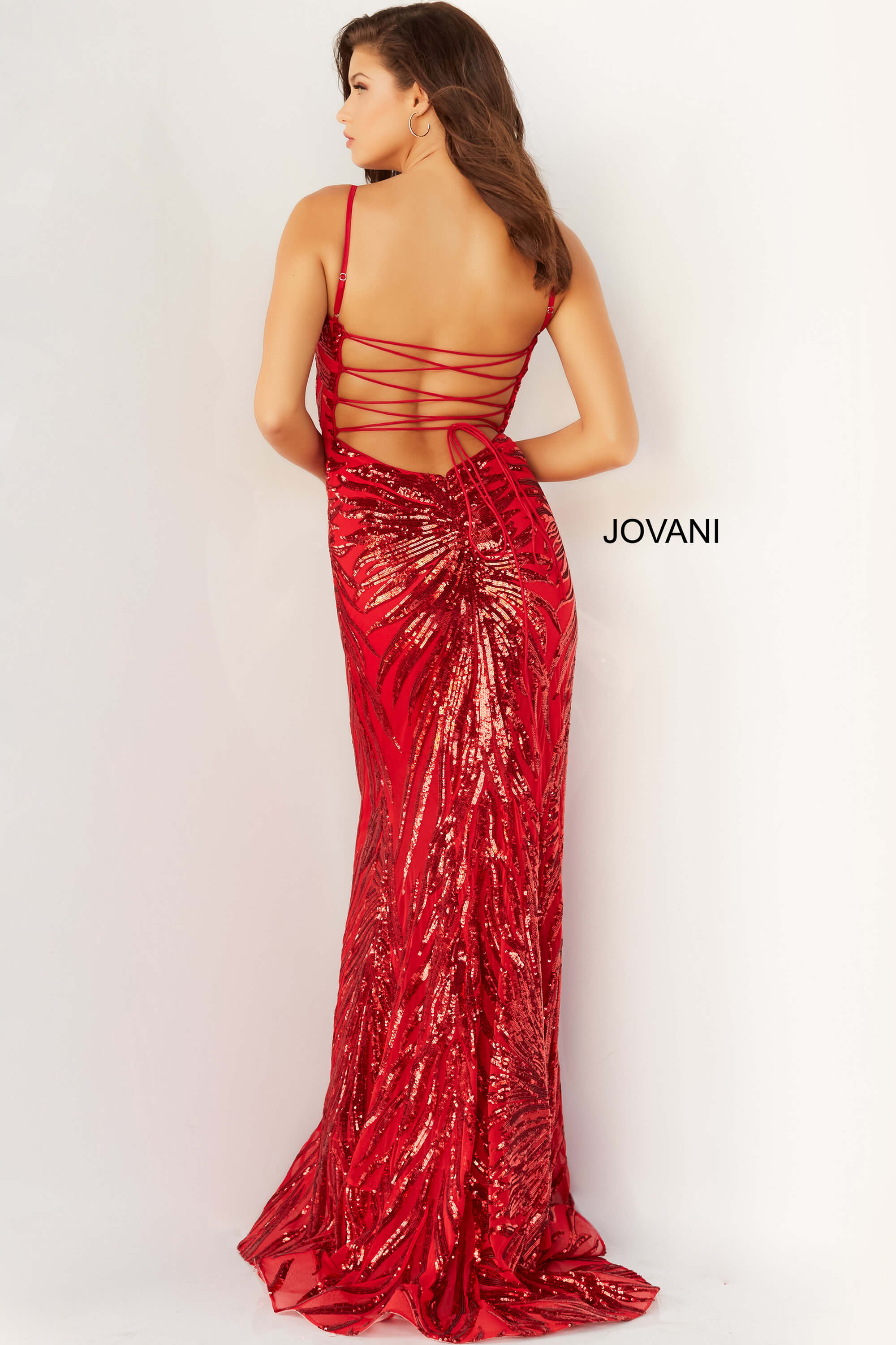 Embellished Tie Back Prom Dress By Jovani -08481B