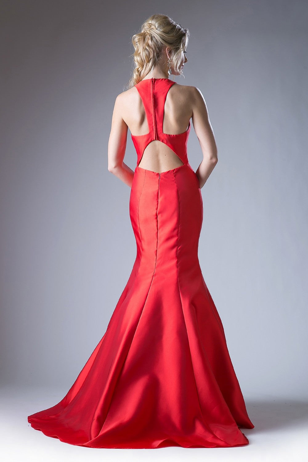 Fitted Mikado Mermaid Gown With Scoop Neckline And Razorback by Cinderella Divine -13038