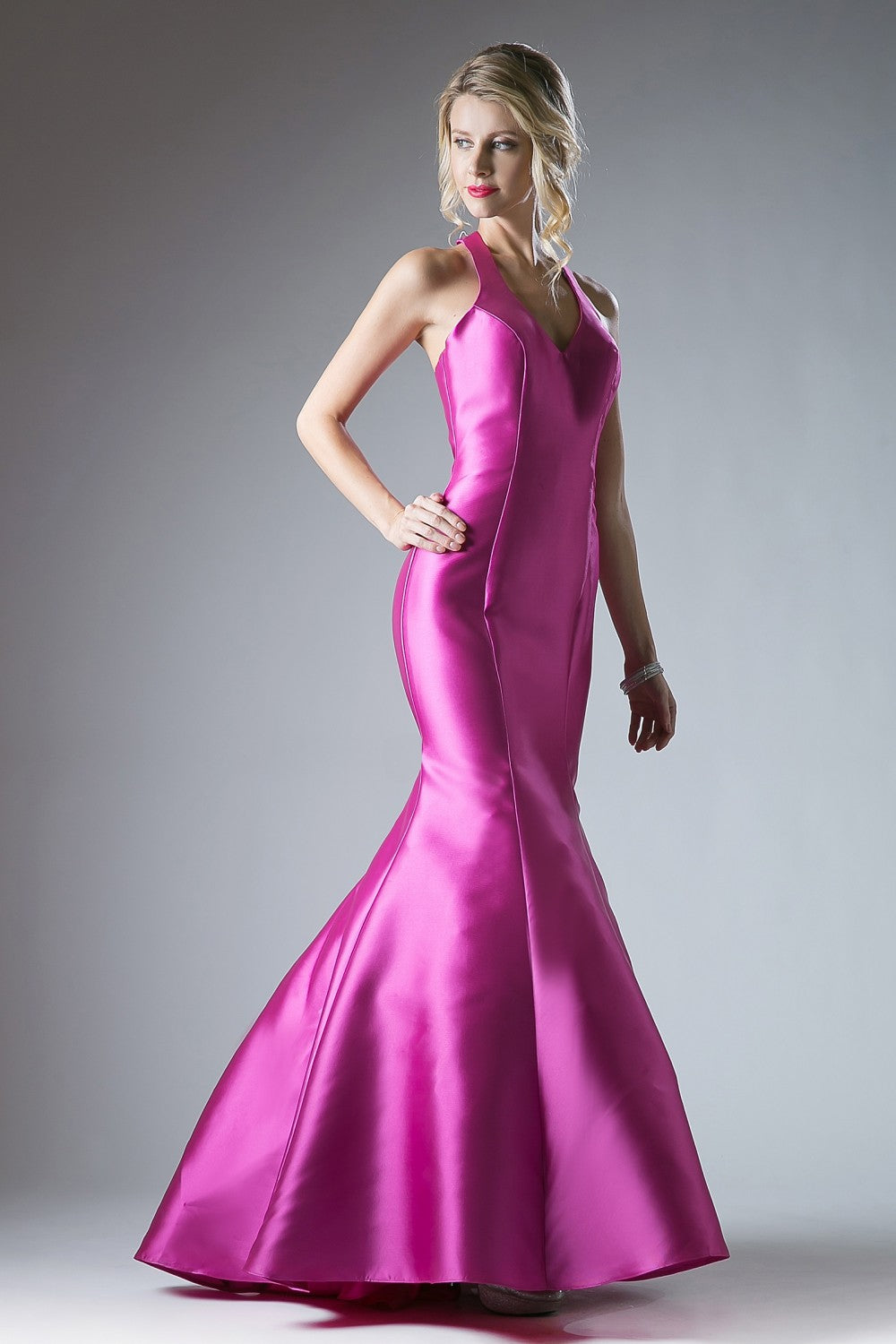 Fitted Mikado Mermaid Gown With Scoop Neckline And Razorback by Cinderella Divine -13038