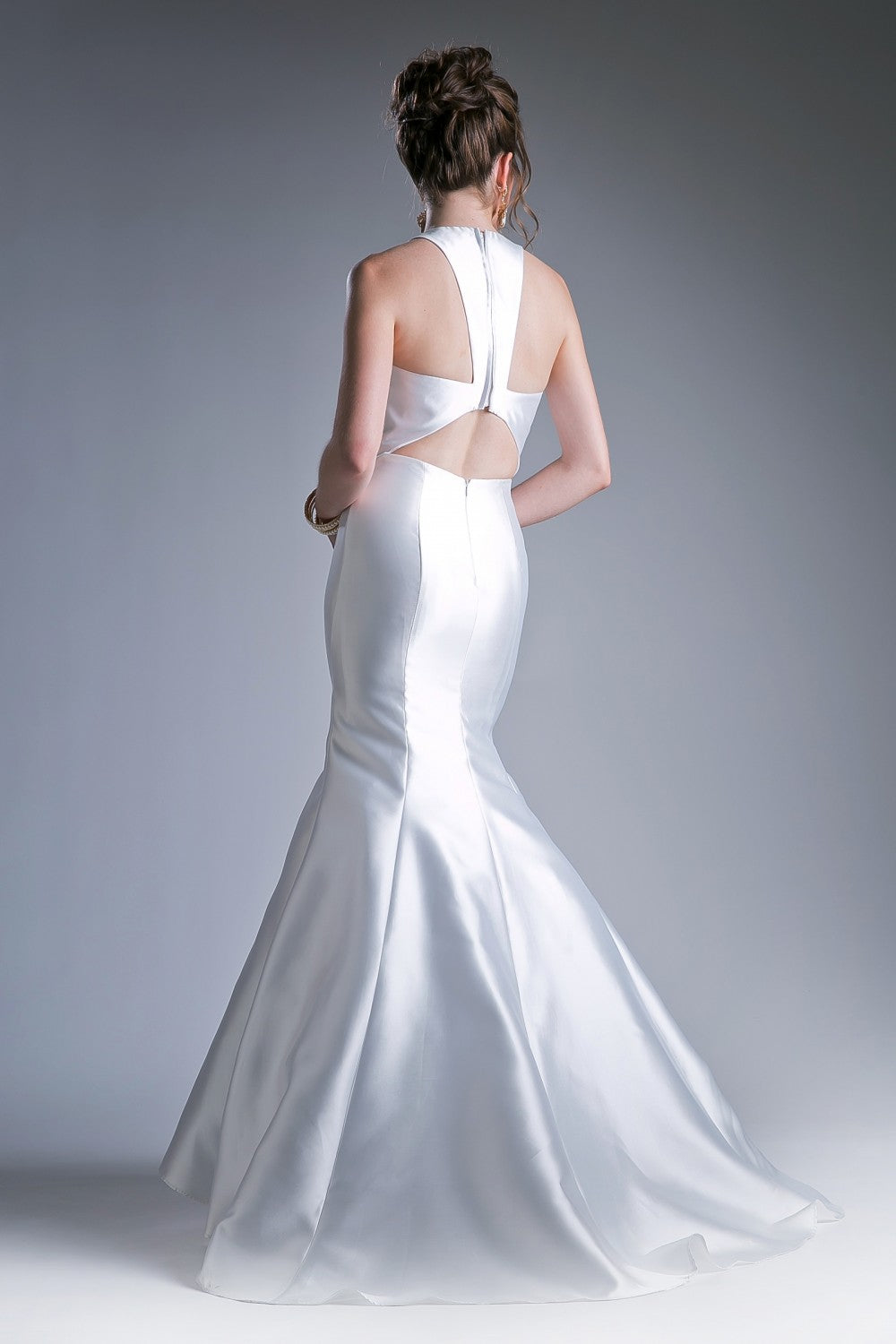 Fitted Mikado Mermaid Gown With Scoop Neckline And Razorback by Cinderella Divine -13038