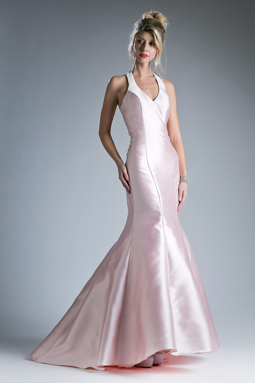 Fitted Mikado Mermaid Gown With Scoop Neckline And Razorback by Cinderella Divine -13038