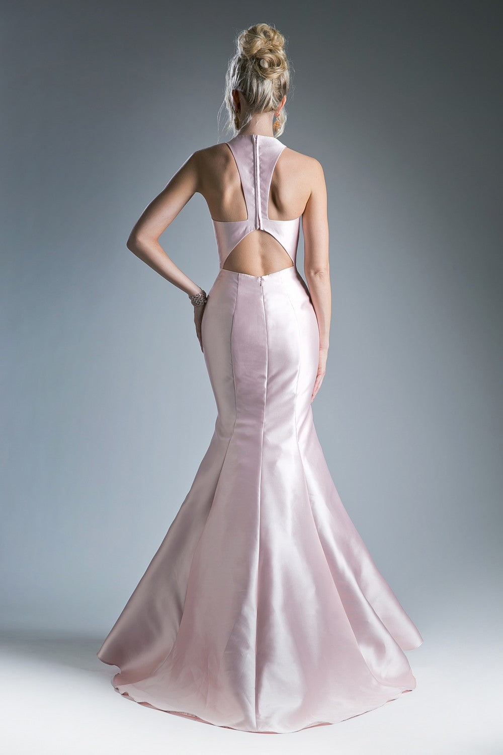 Fitted Mikado Mermaid Gown With Scoop Neckline And Razorback by Cinderella Divine -13038