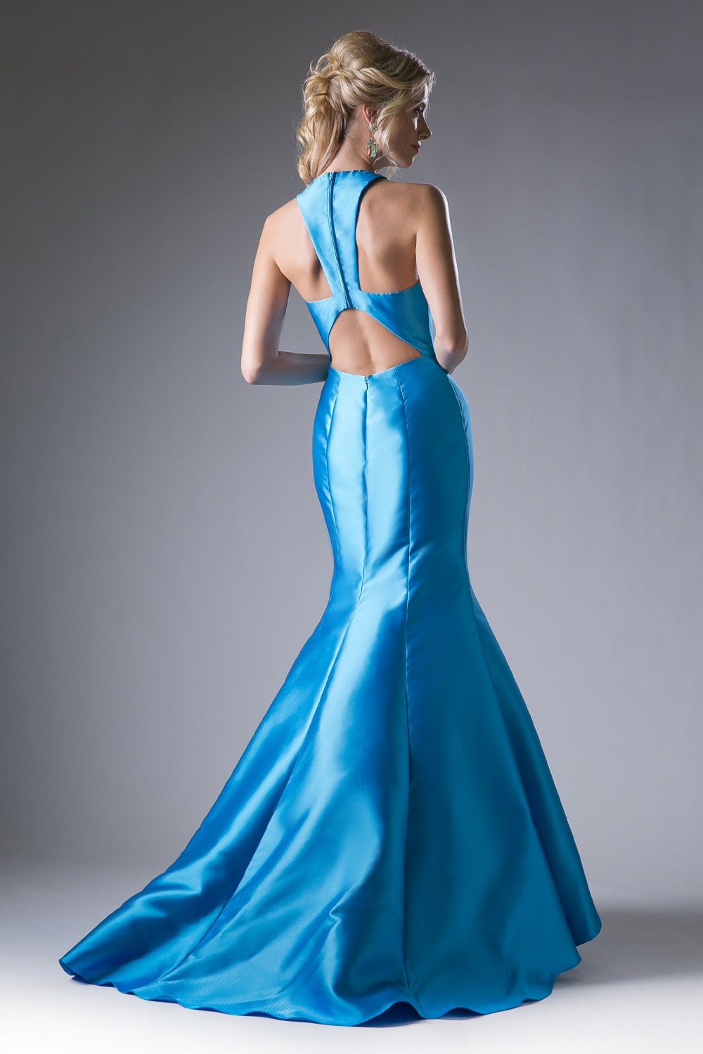 Fitted Mikado Mermaid Gown With Scoop Neckline And Razorback by Cinderella Divine -13038