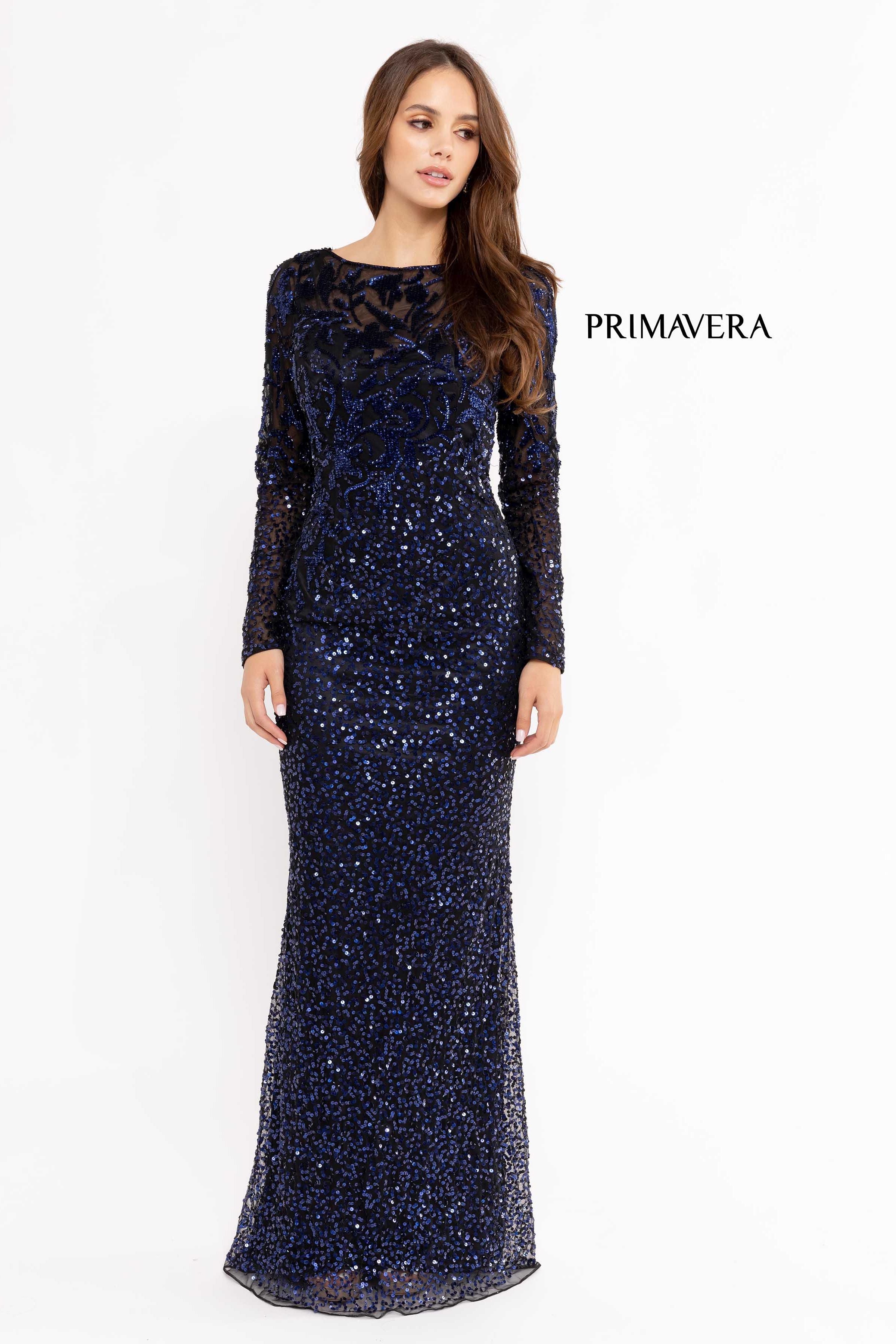 Long Sleeve Evening Gown By Primavera Couture -13105