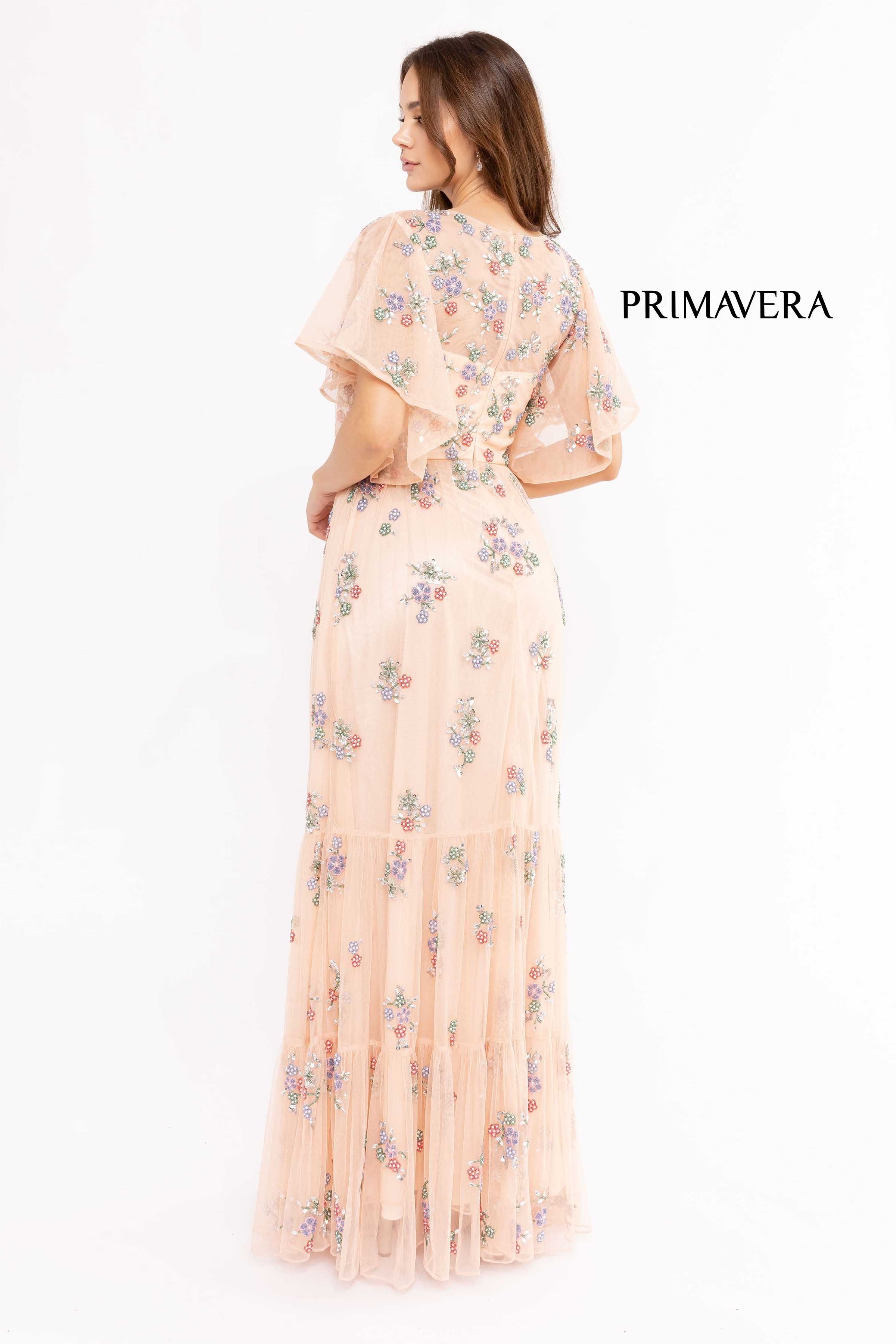 Soft-Looking Floral Long Dress By Primavera Couture -13108