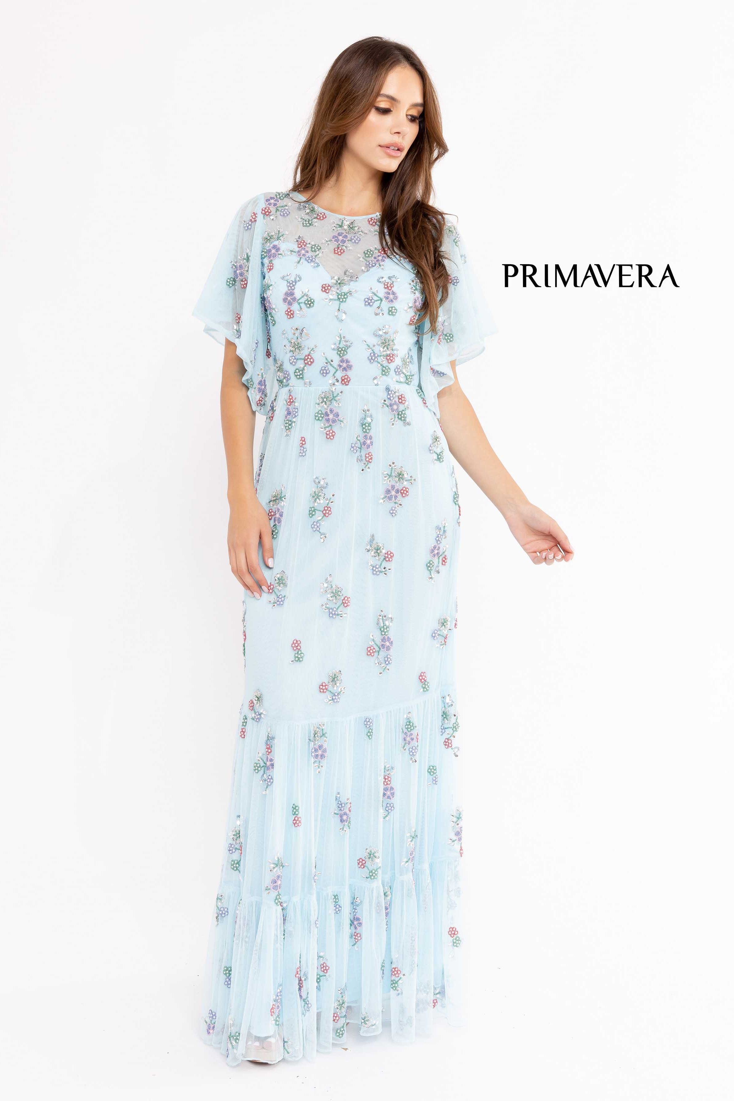 Soft-Looking Floral Long Dress By Primavera Couture -13108