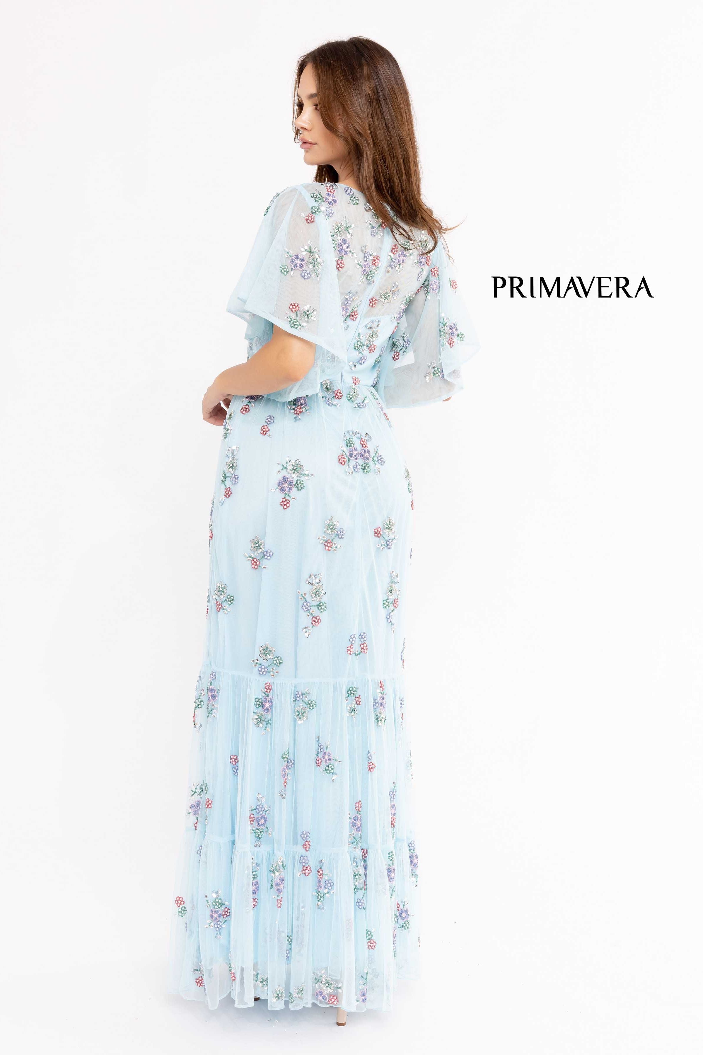 Soft-Looking Floral Long Dress By Primavera Couture -13108