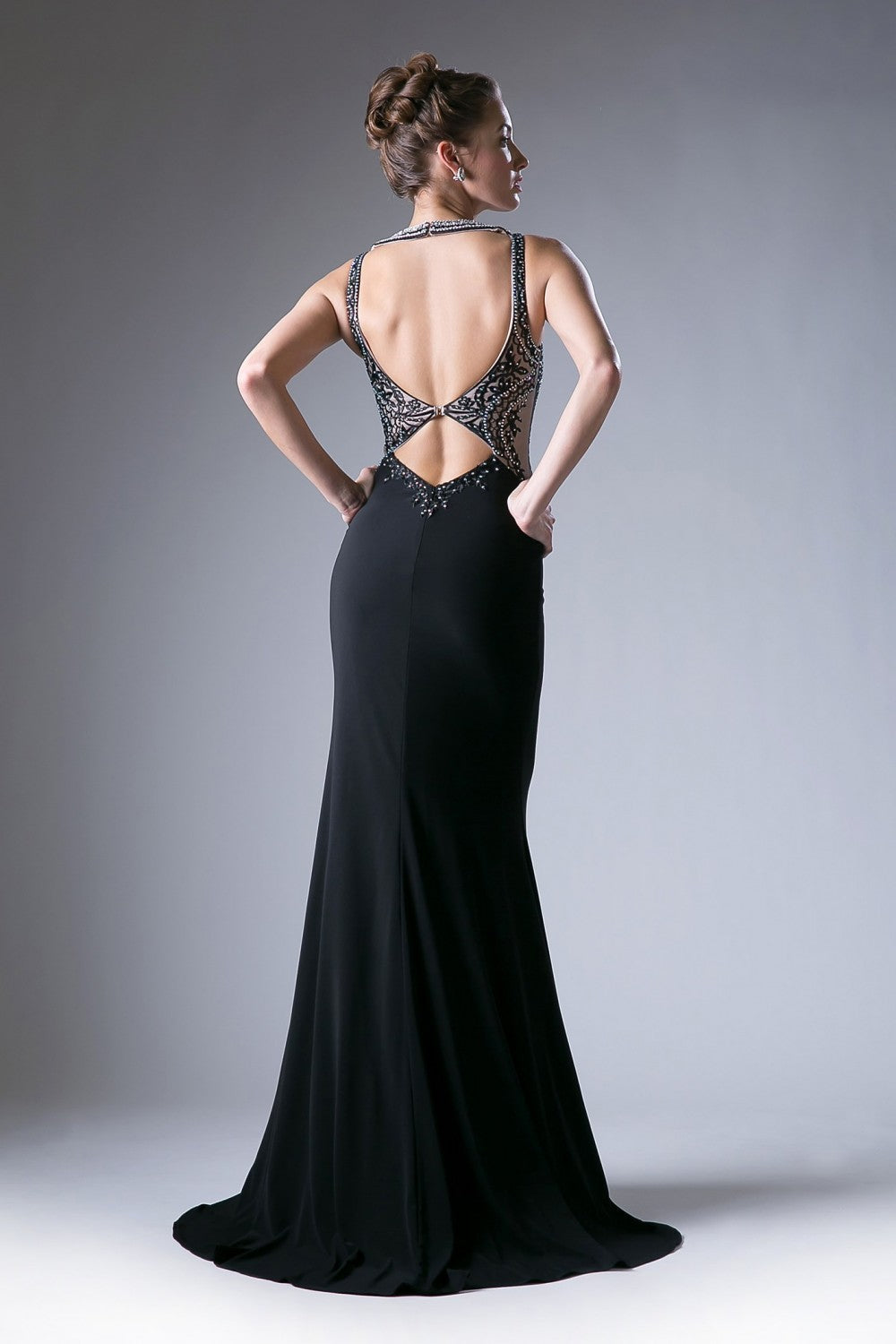 Fitted Gown With Jersey Skirt And Beaded Bodice Top by Cinderella Divine -13120