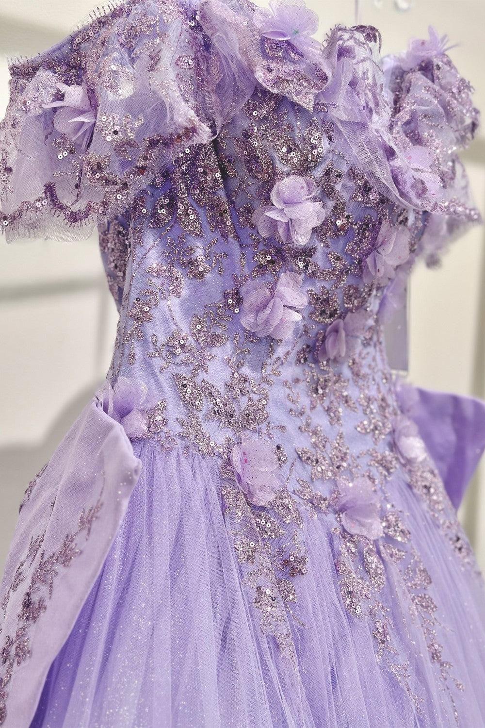Floral Off The Shoulder Quince Ball Gown By Cinderella Divine -15701