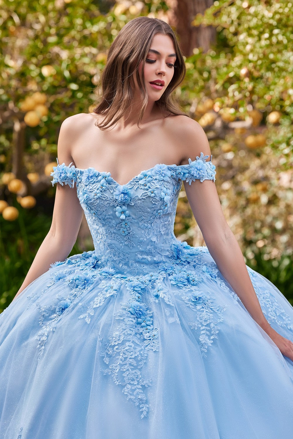 Off The Shoulder Floral Quince Ball Gown By Cinderella Divine -15702