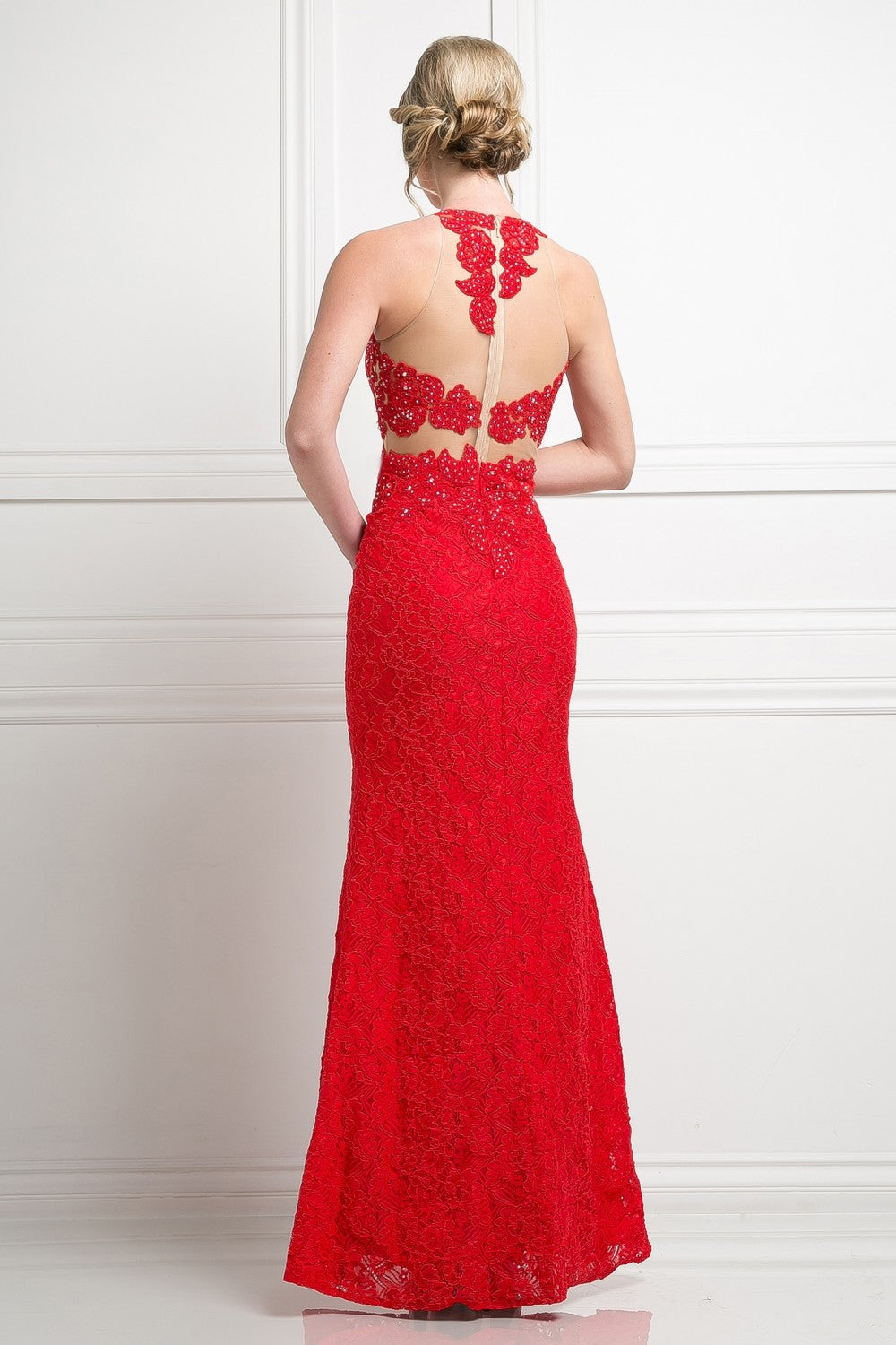 Beaded Lace Sheath Dress by Cinderella Divine -1586