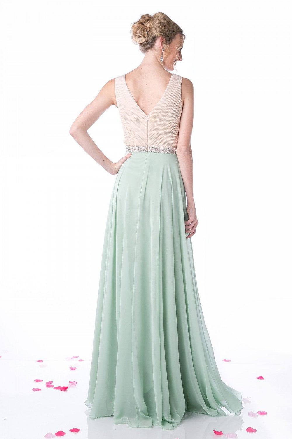 Beaded Belt Chiffon A - Line Dress by Cinderella Divine -1968