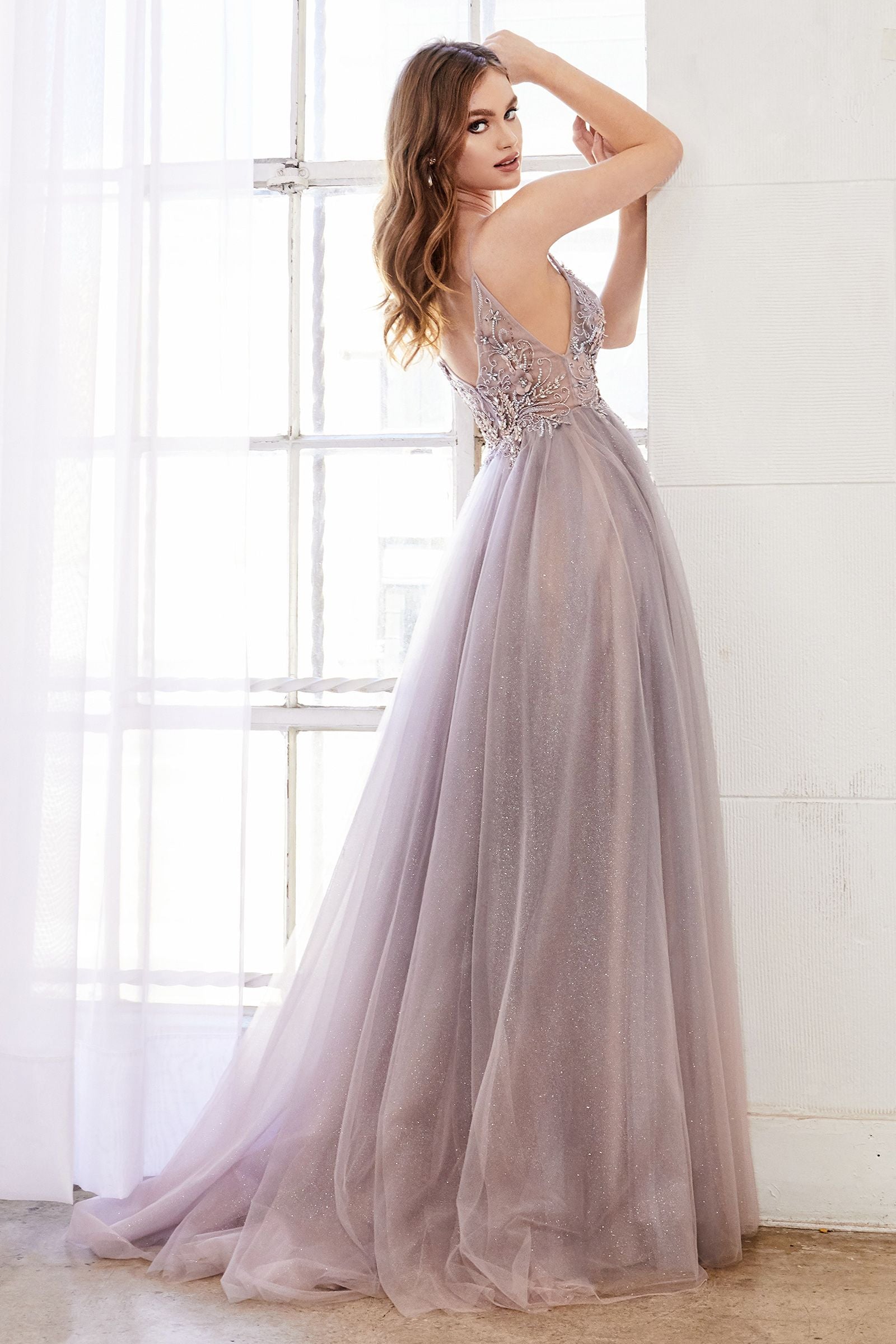 MyFashion.com - DREAMER 3D FLORAL AND BEADED V-NECK OMBRE TULLE A-LINE GOWN. BACK ZIPPER CLOSURE, SOME STRETCH.(A0850) - Andrea&Leo promdress eveningdress fashion partydress weddingdress 
 gown homecoming promgown weddinggown 