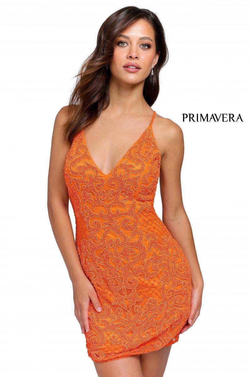 Plunging V-Neck Cocktail Dress 01 By Primavera Couture -3138