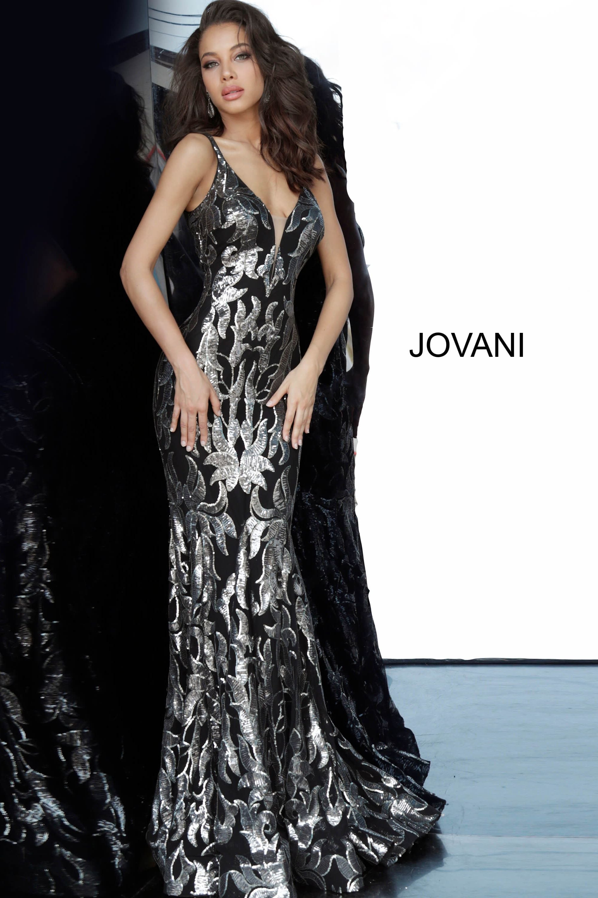 Plunging Neckline Fitted Prom Dress By Jovani -3263B