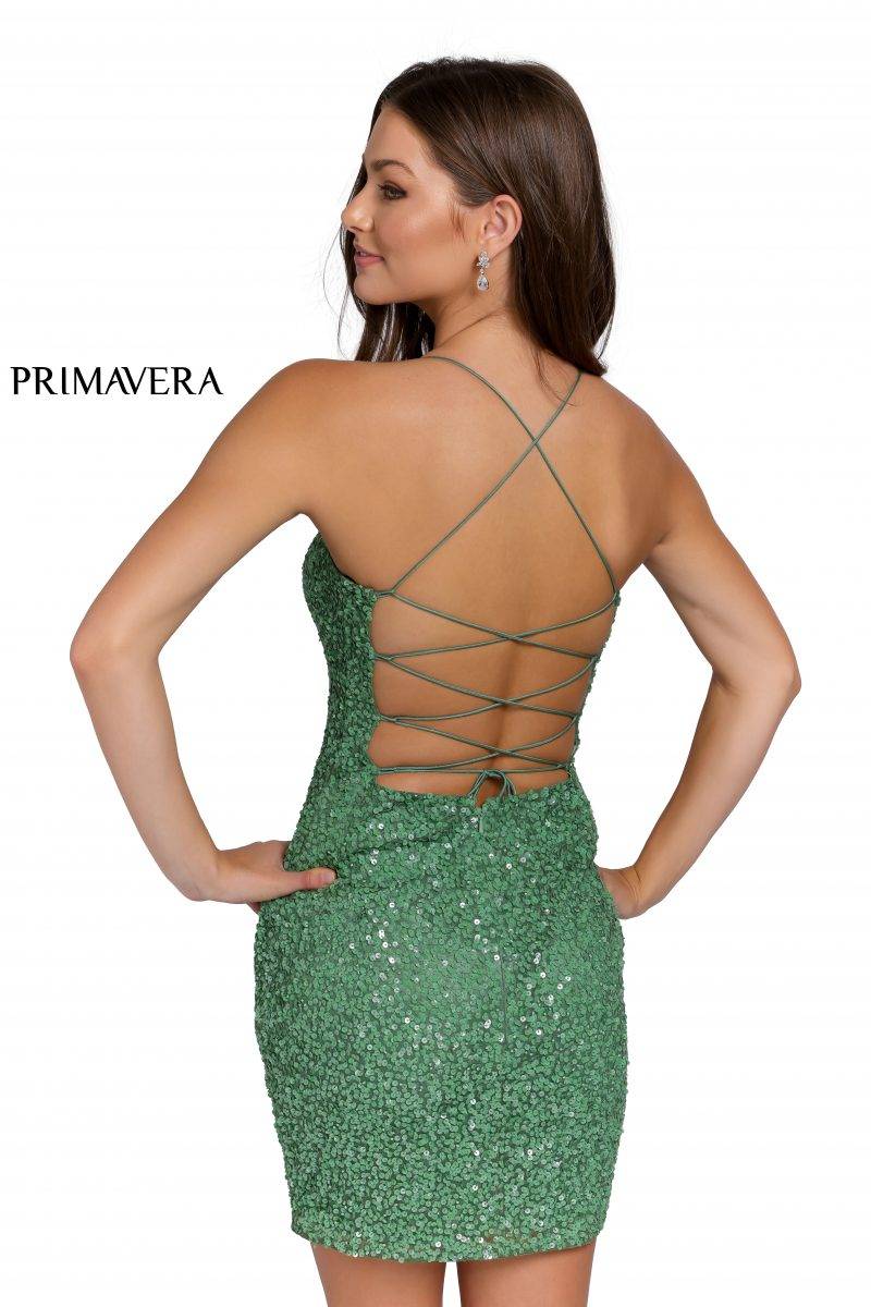 Sequined Strappy Back Fitted Cocktail Dress 01 By Primavera Couture -3351