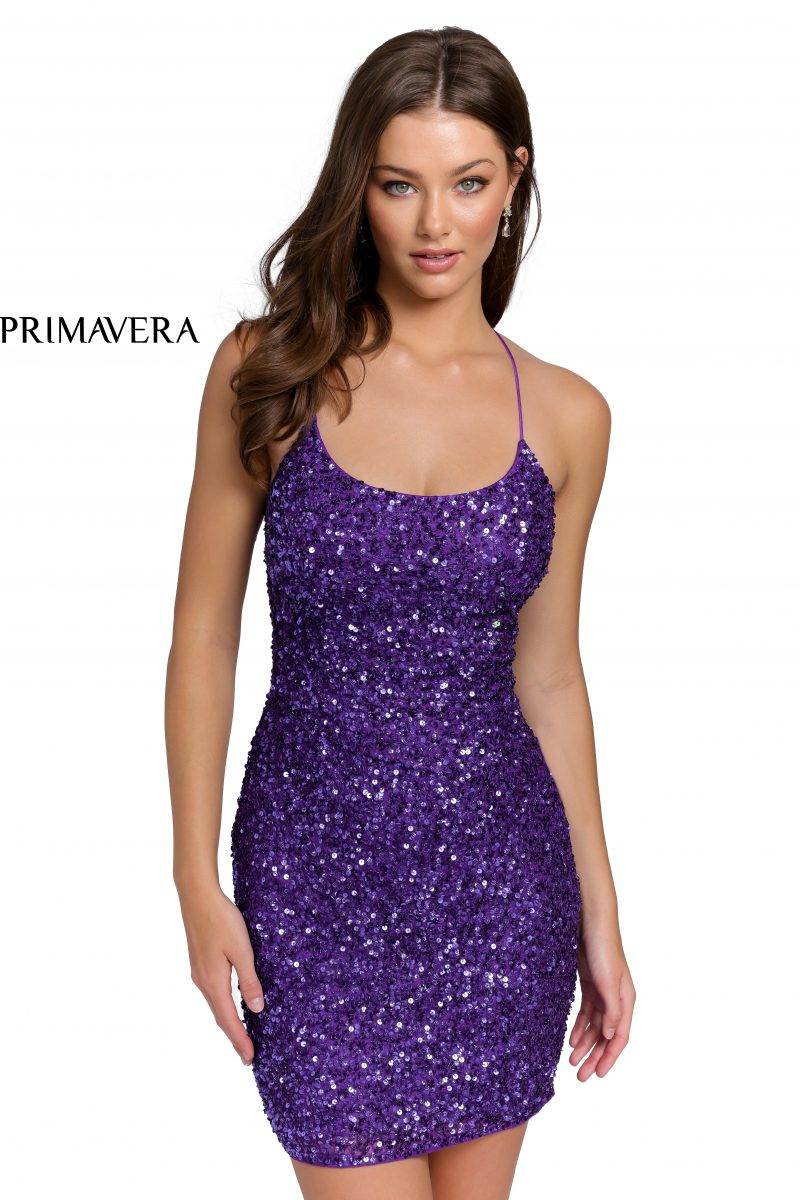 Sequined Strappy Back Fitted Cocktail Dress 01 By Primavera Couture -3351