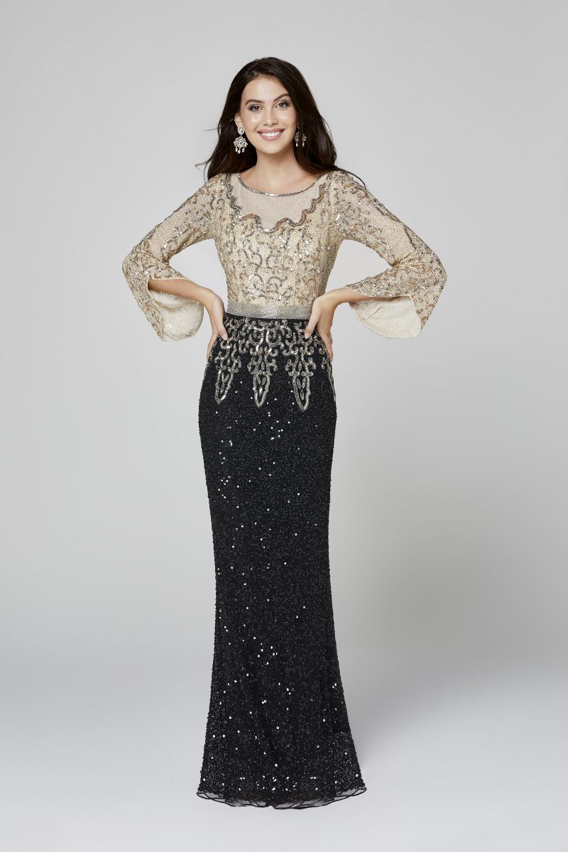 Embellished Bateau Sheath Dress By Primavera Couture -3378
