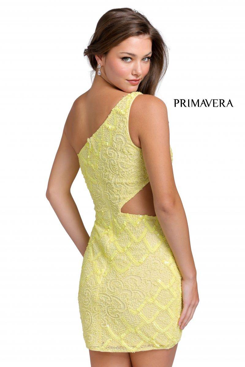 Asymmetrical Neckline Beaded Cocktail Dress 02 By Primavera Couture -3504