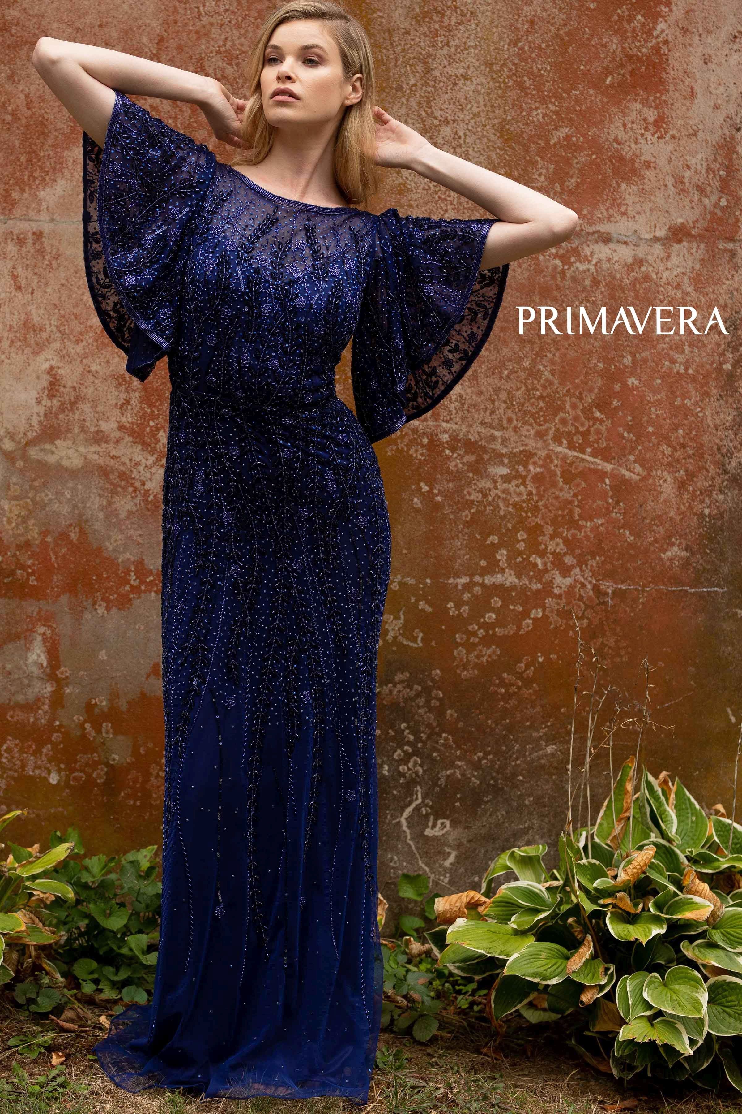 Embellished Long Sheath Dress by Primavera Couture -3681