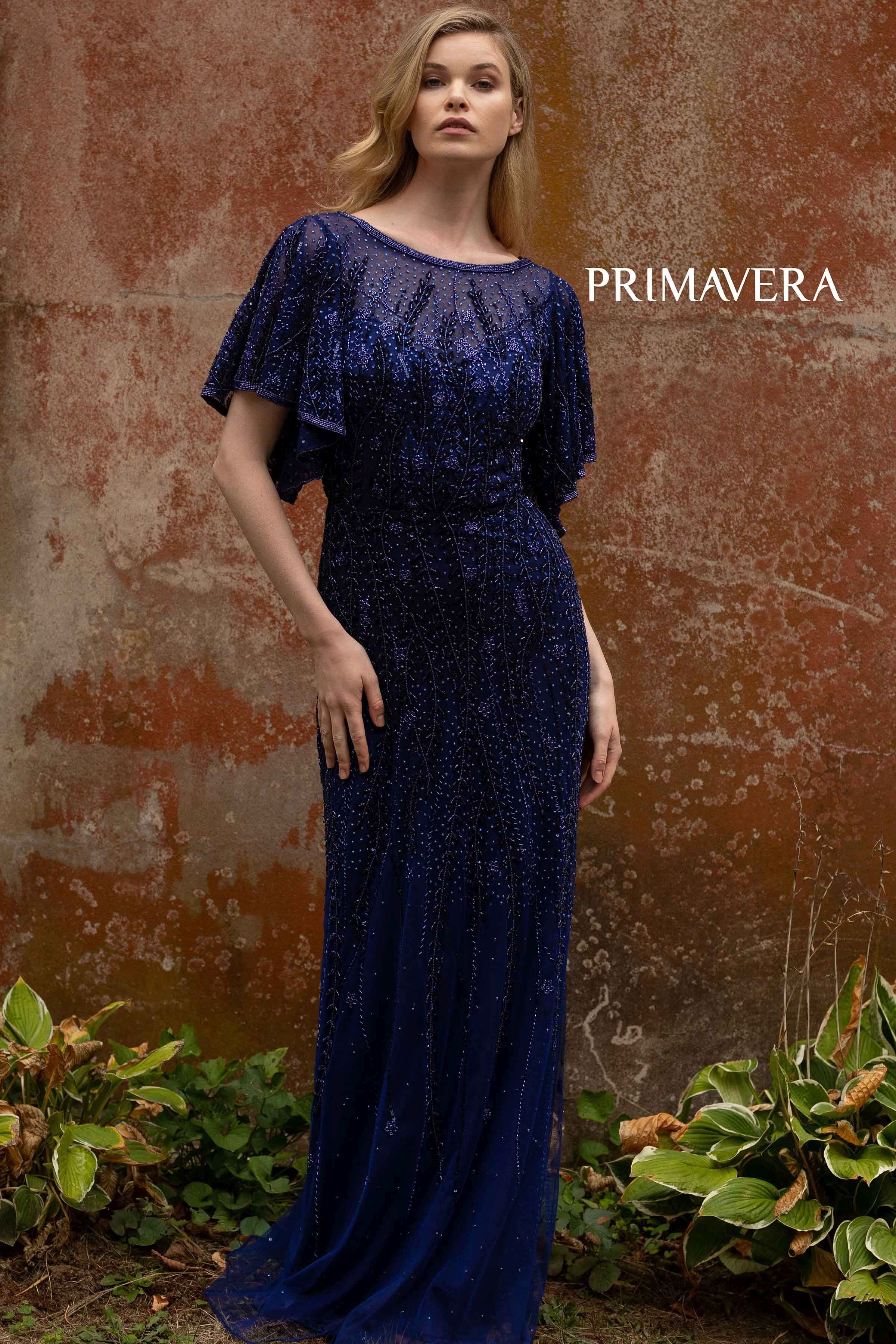 Embellished Long Sheath Dress by Primavera Couture -3681