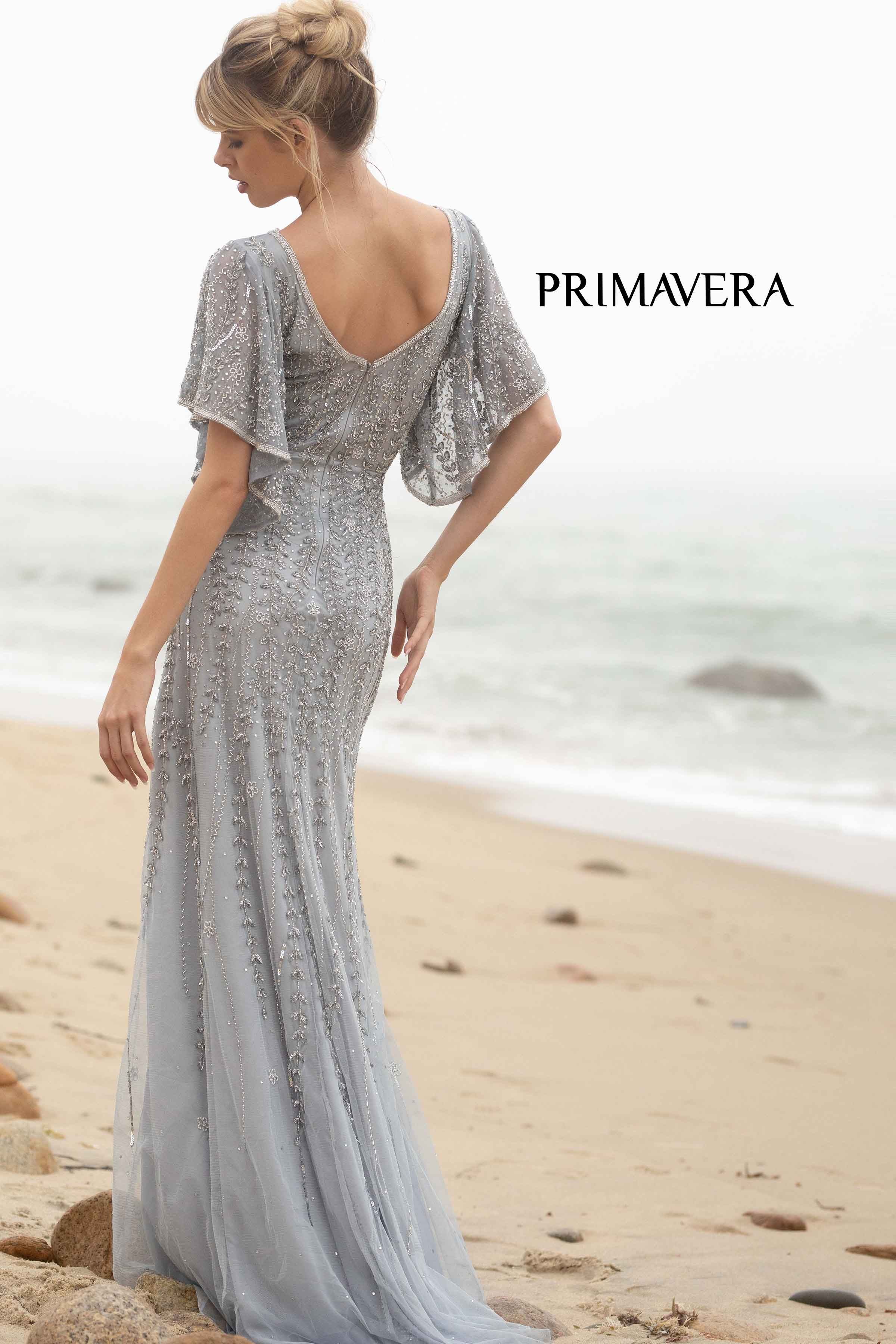Embellished Long Sheath Dress by Primavera Couture -3681