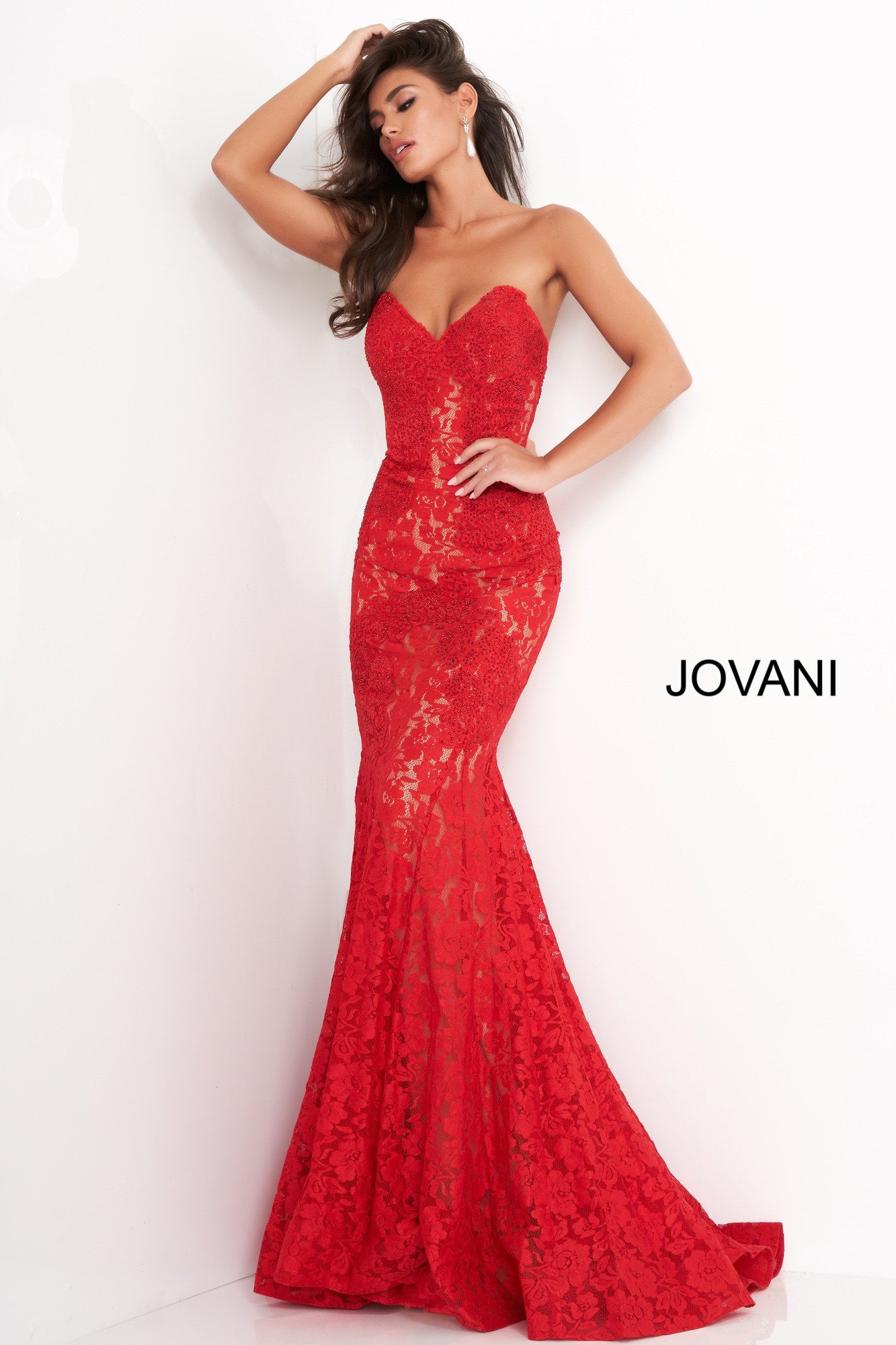Fitted Strapless Lace Formal Dress By Jovani -37334