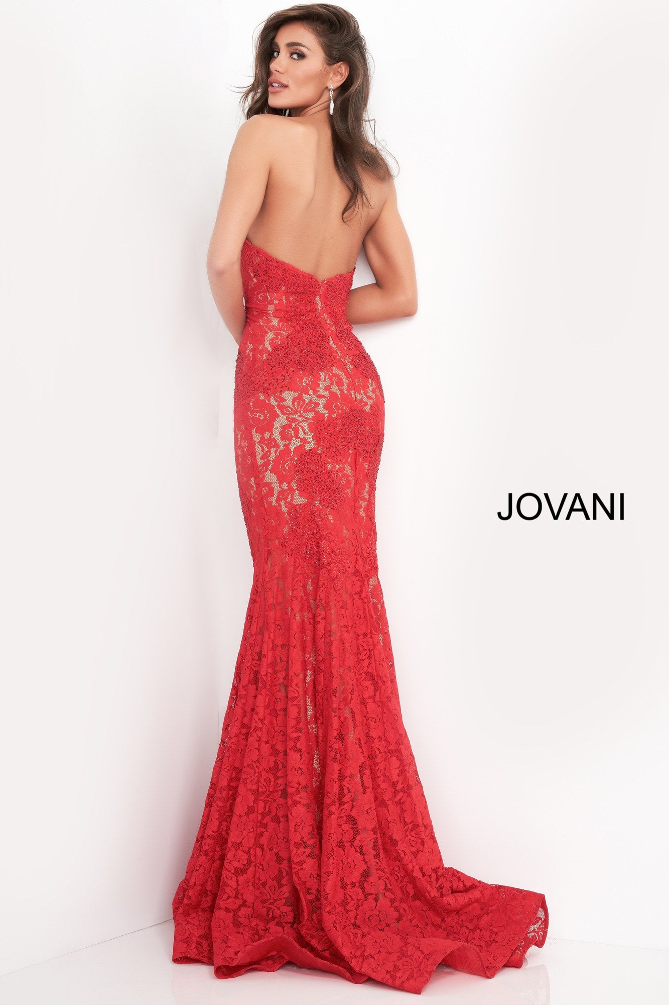 Fitted Strapless Lace Formal Dress By Jovani -37334