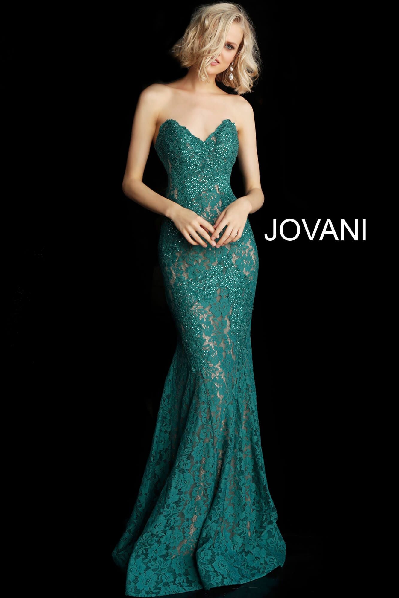 Fitted Strapless Lace Formal Dress By Jovani -37334