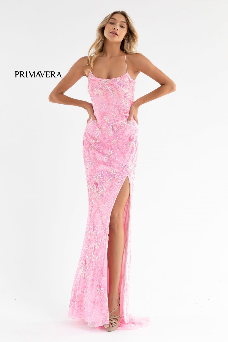 Sequin Scoop Neckline Long Gown By Primavera Couture -3737