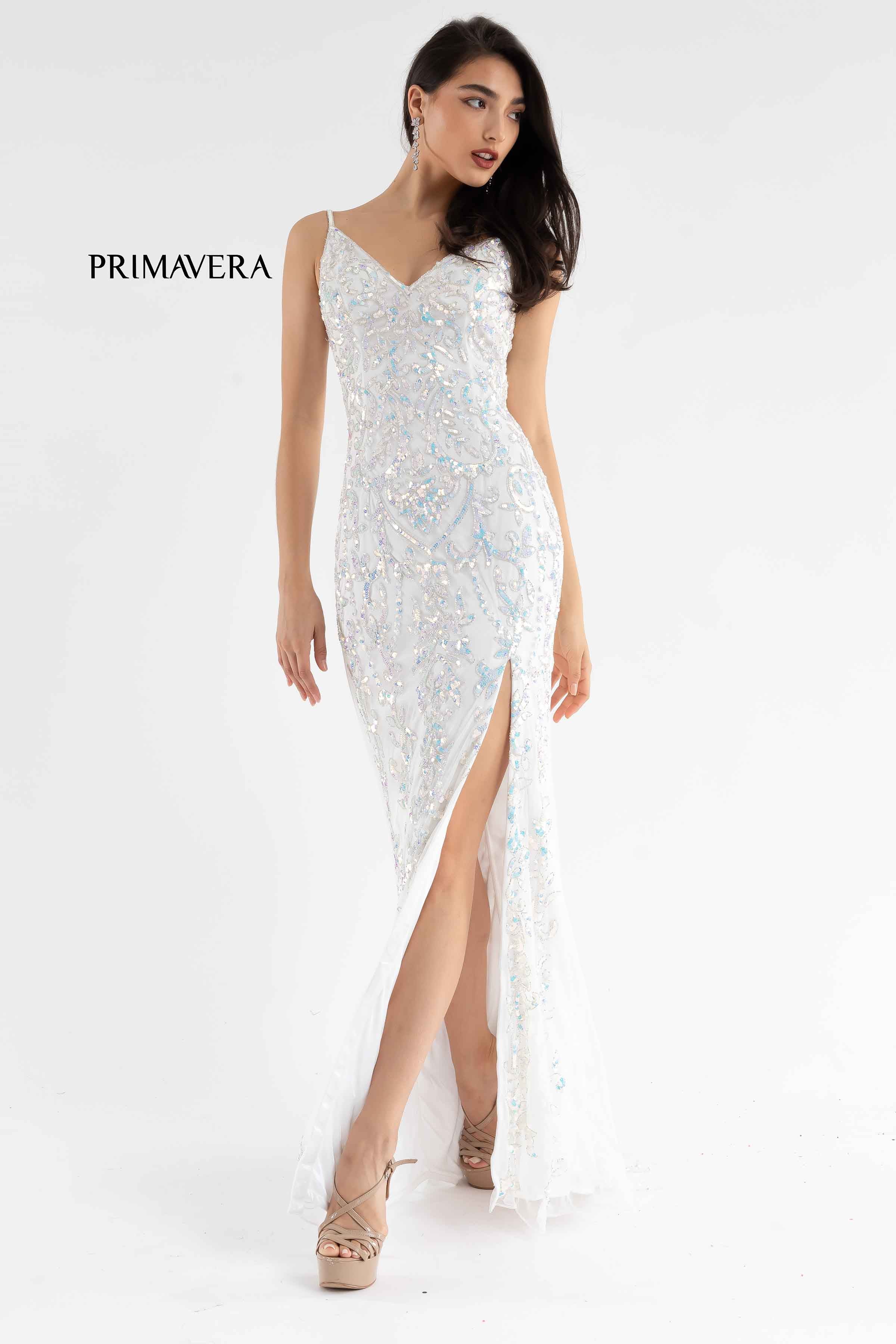 Sequin V-Neck Open Back Gown By Primavera Couture -3749