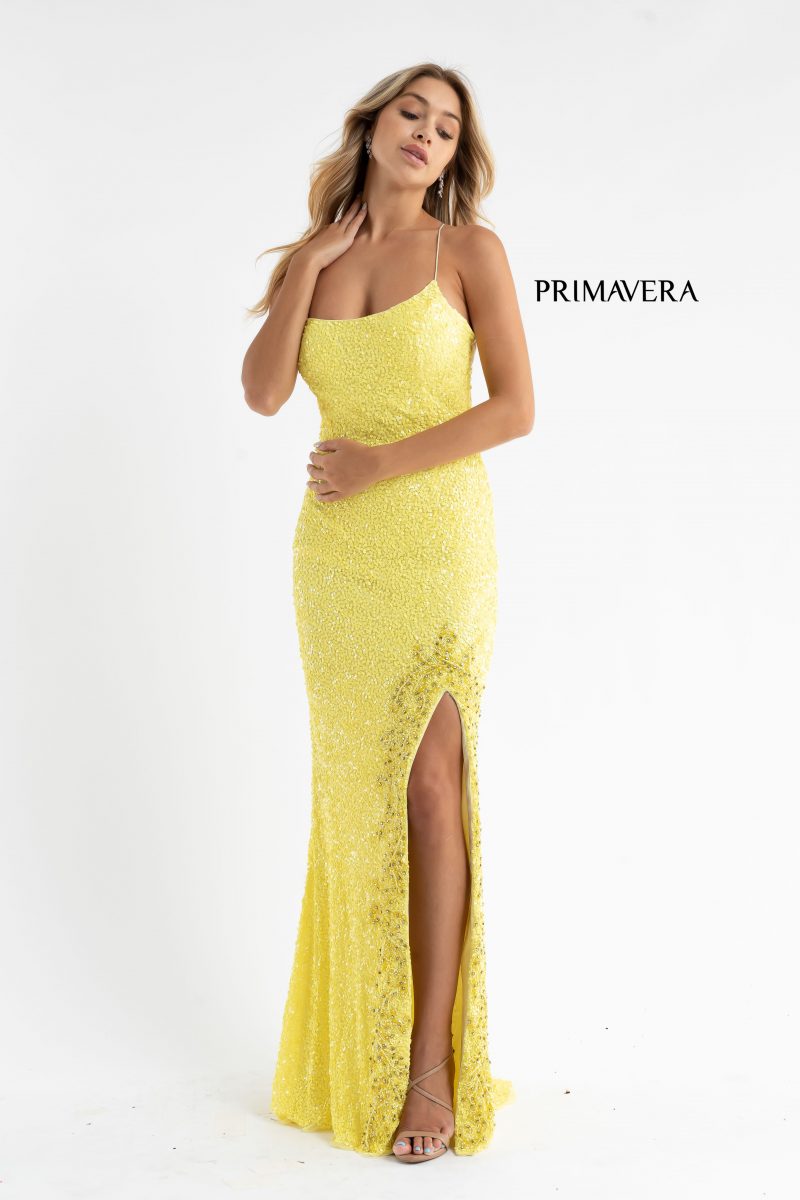 Fully Sequined Strappy Back Long Gown By Primavera Couture -3758