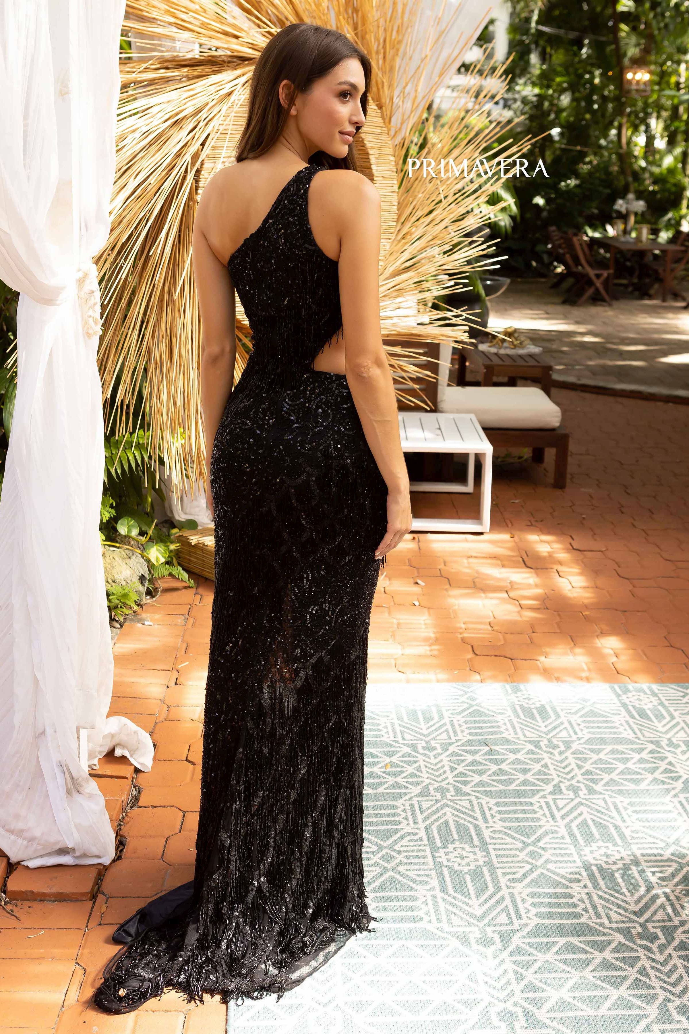 One Sleeve Asymmetrical Gown By Primavera Couture -3766
