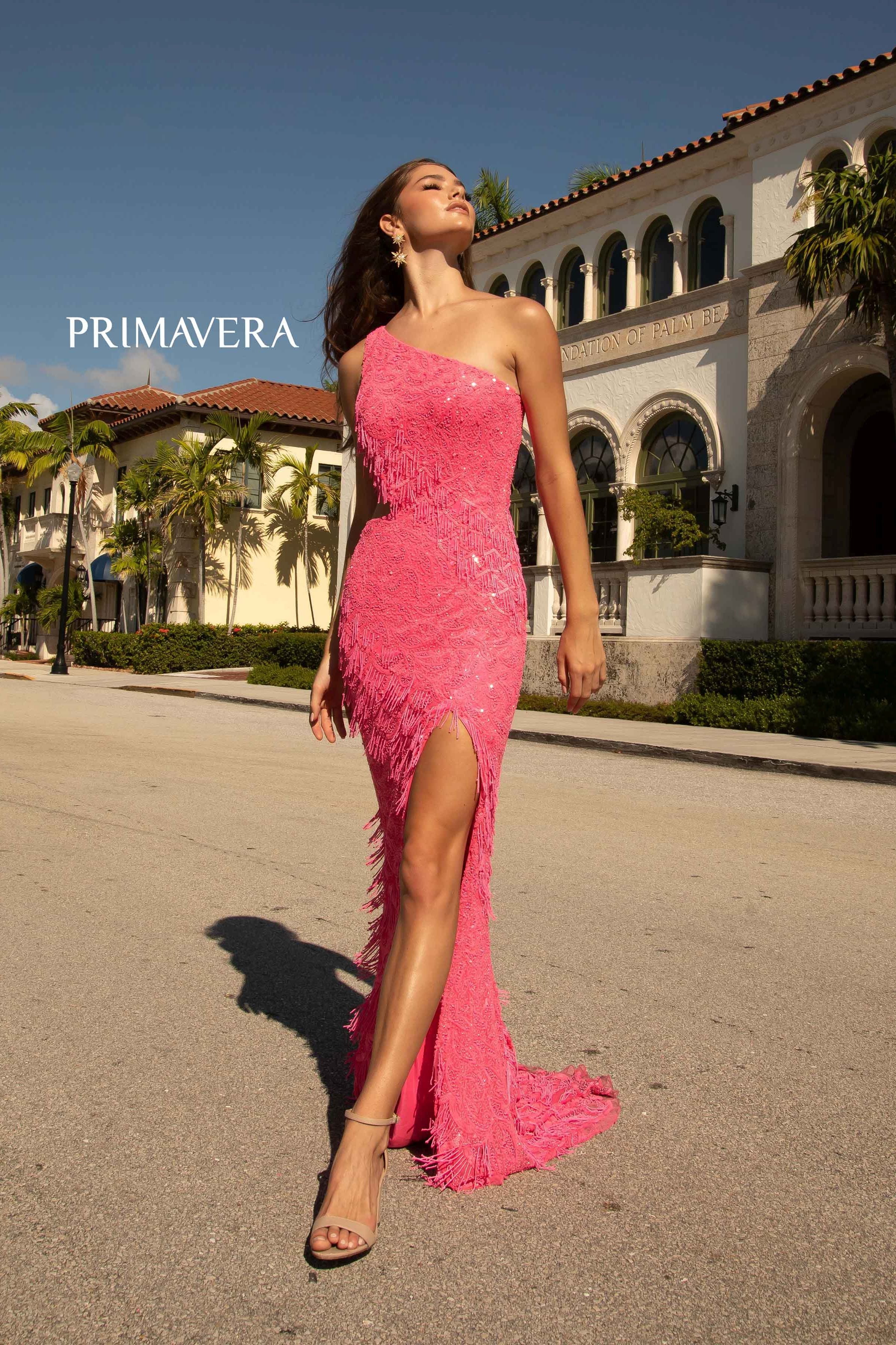 One Sleeve Asymmetrical Gown By Primavera Couture -3766
