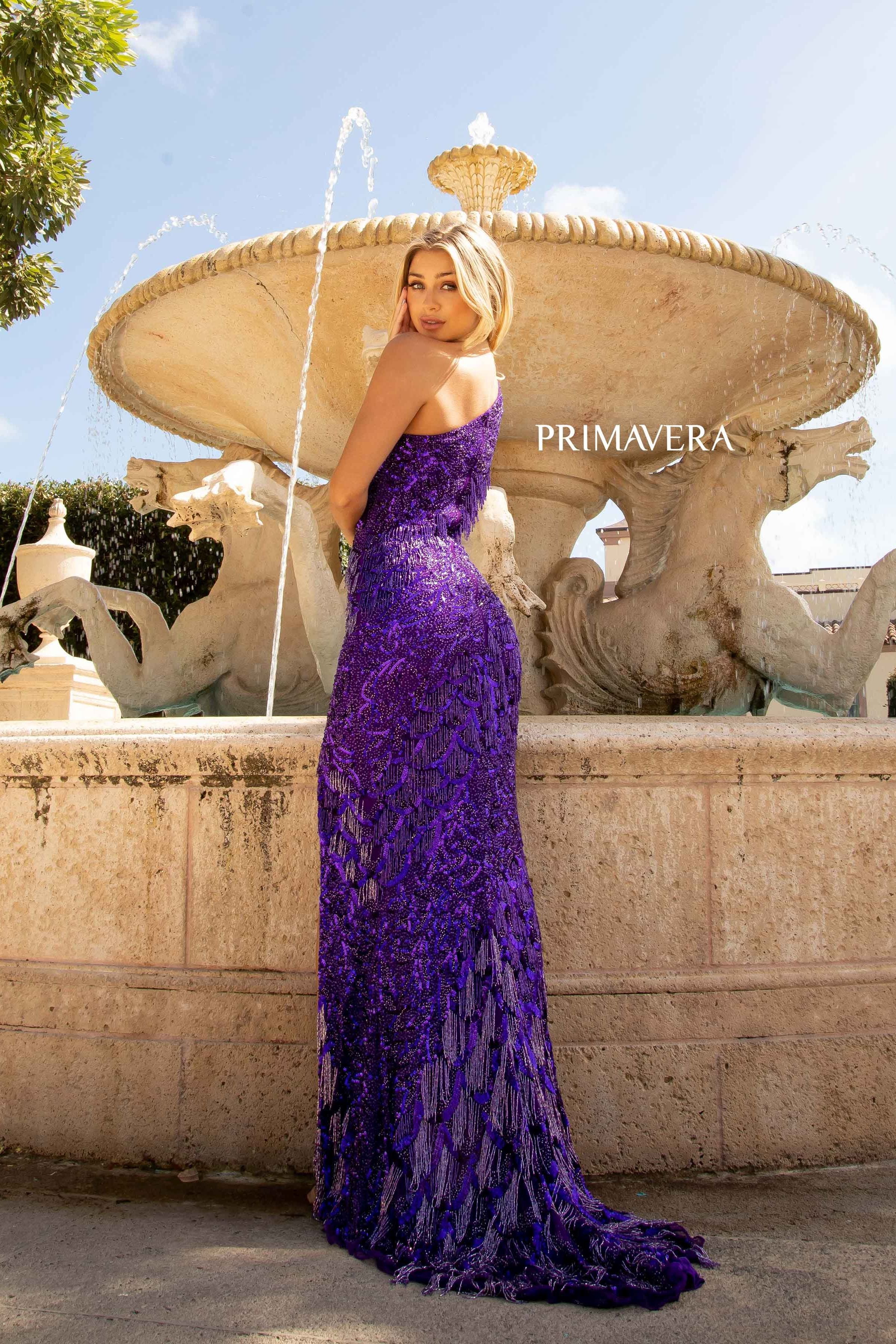 One Sleeve Asymmetrical Gown By Primavera Couture -3766
