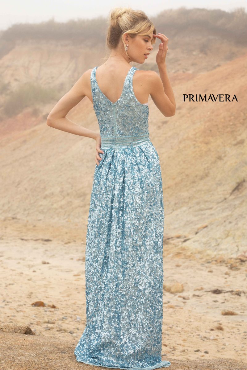 A-Line V-Neck Sequin Gown by Primavera Couture -3795