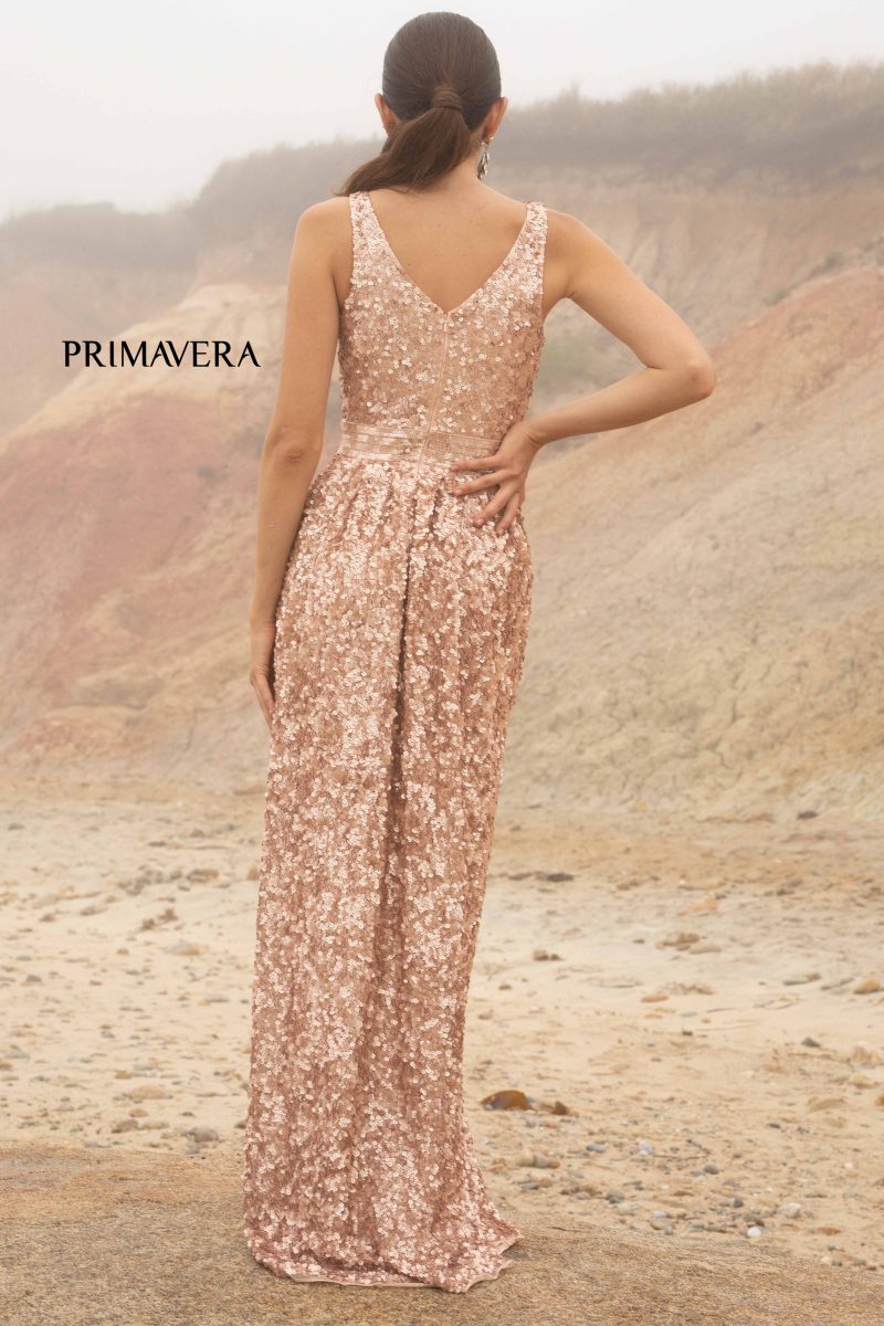 A-Line V-Neck Sequin Gown by Primavera Couture -3795