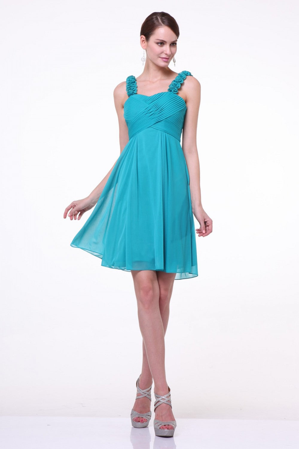 Pleated Short Sleeveless Dress by Cinderella Divine -3801