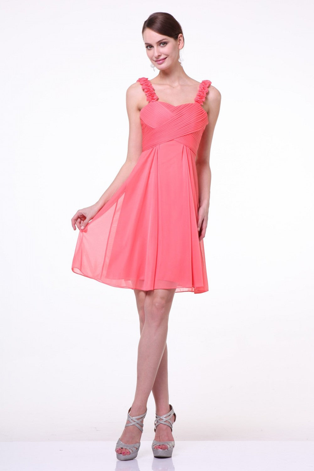 Pleated Short Sleeveless Dress by Cinderella Divine -3801