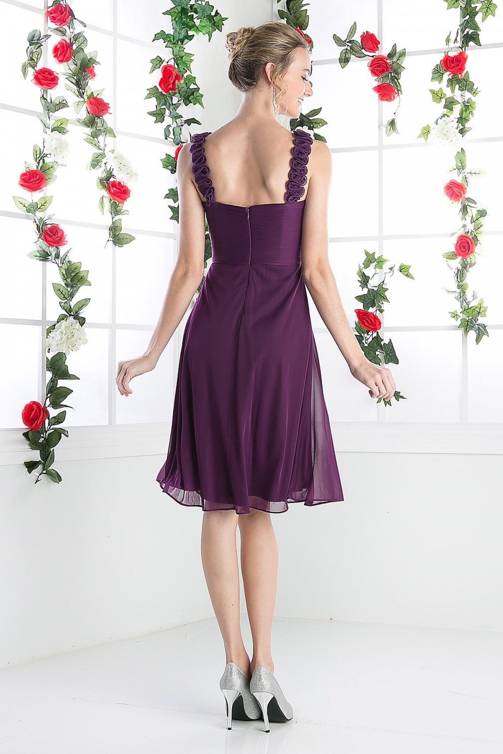 Pleated Short Sleeveless Dress by Cinderella Divine -3801